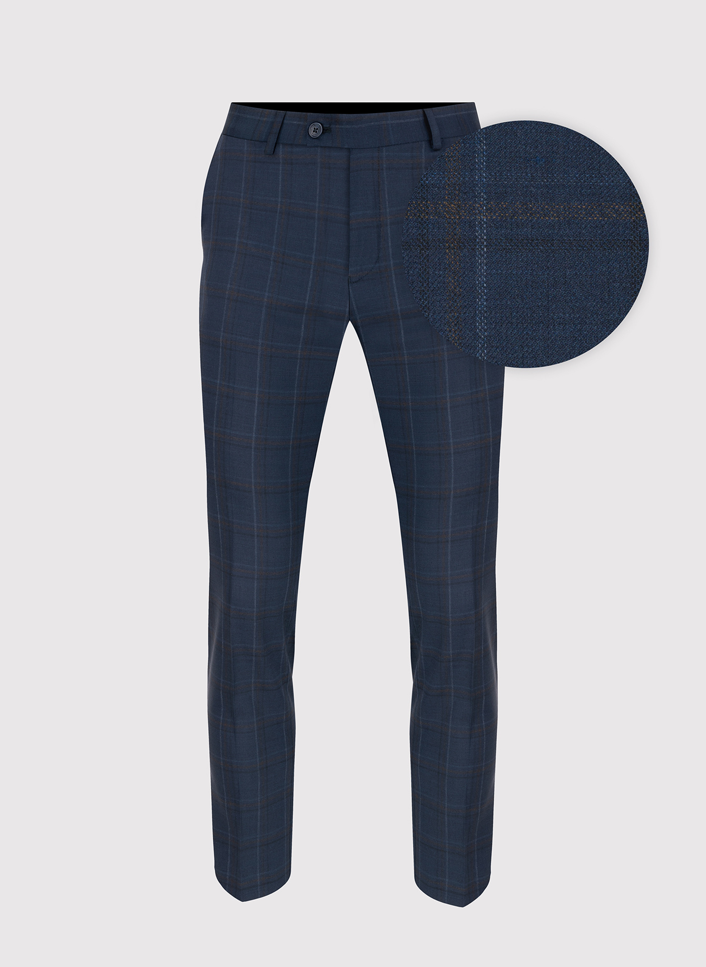 Granatowe spodnie garniturowe w kraciasty deseń - Pako Lorente