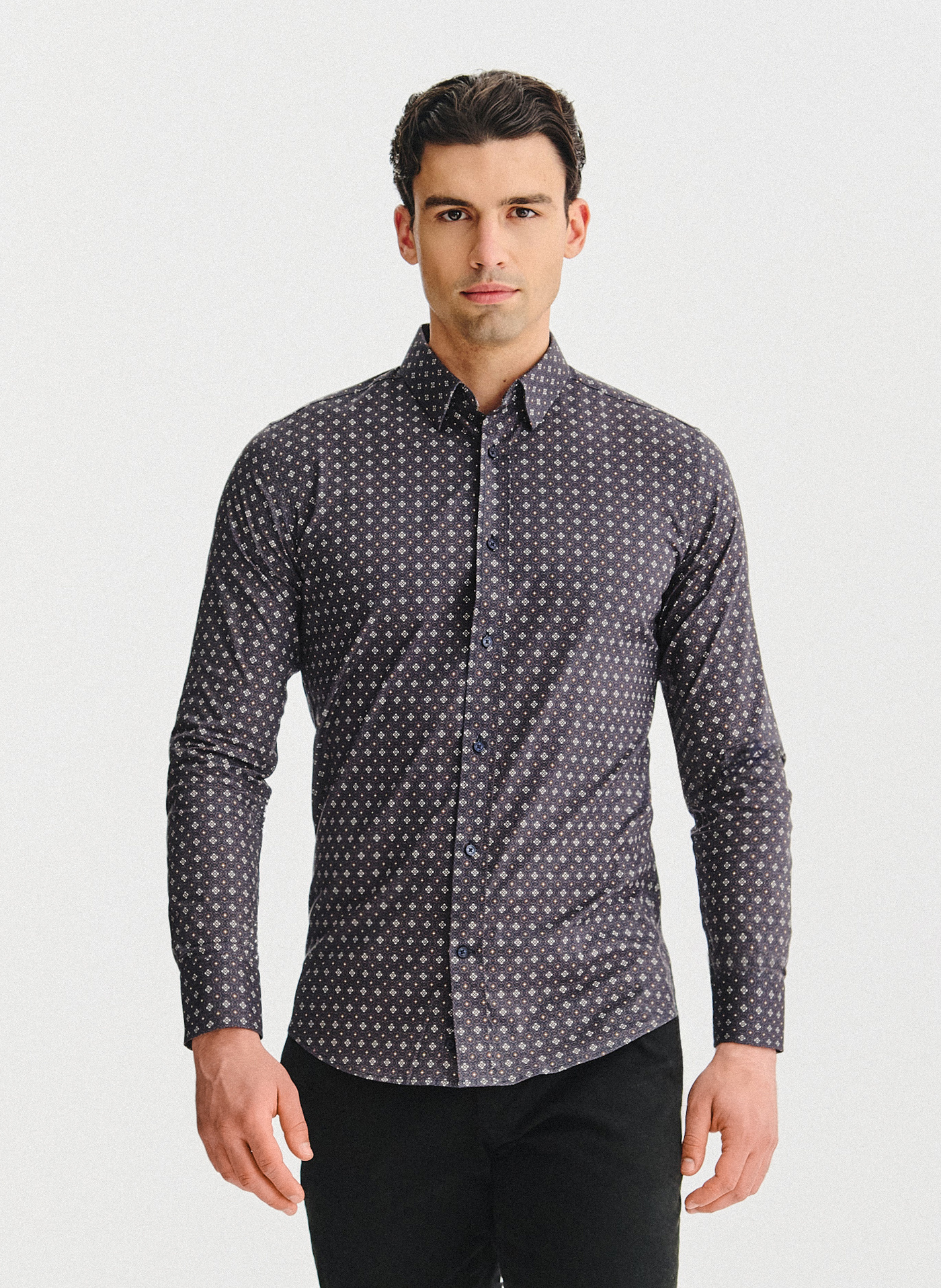 PAKO LORENTE - Brązowa koszula mikrowzór - Pako Lorente