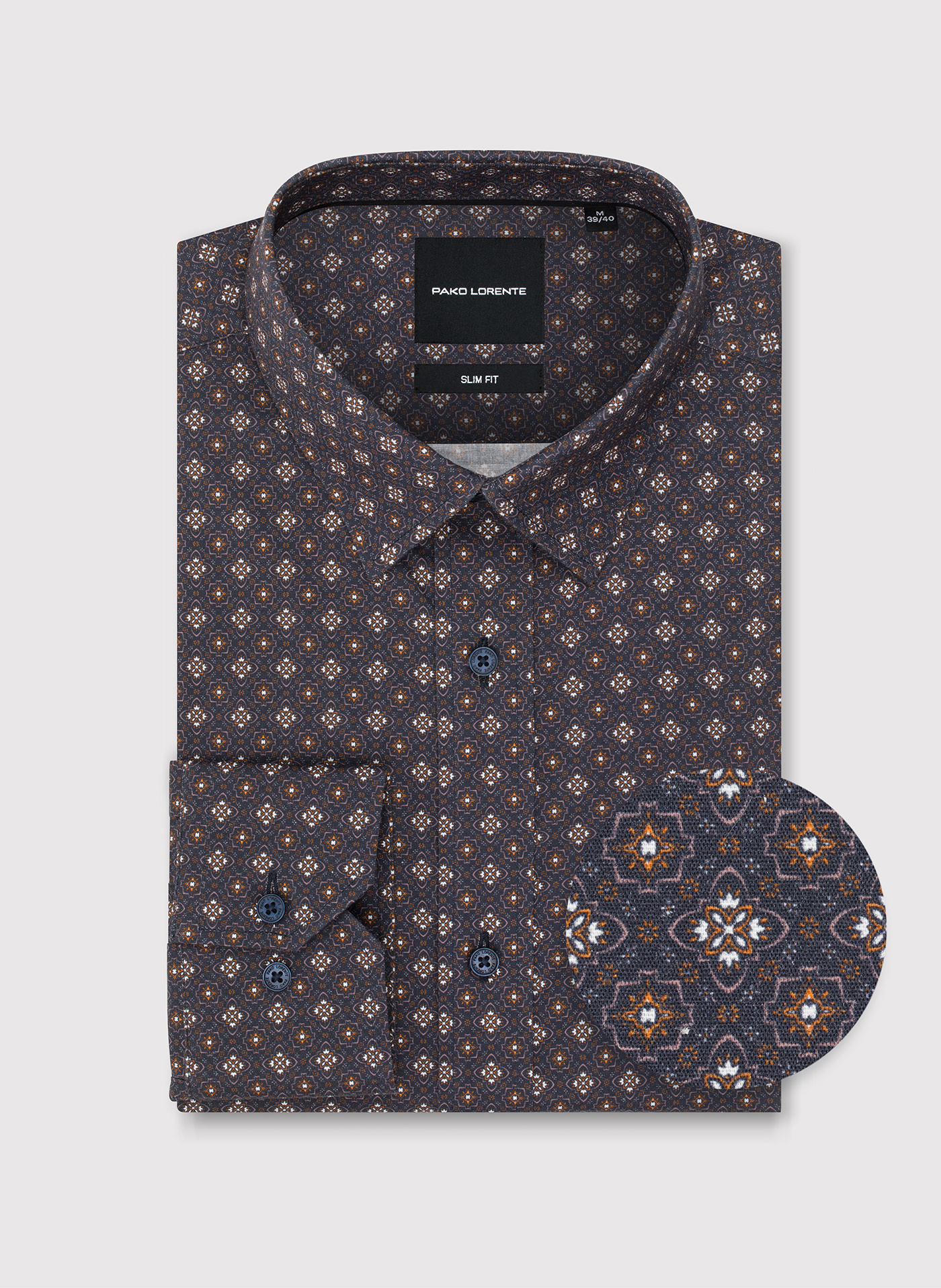 PAKO LORENTE - Brązowa koszula mikrowzór - Pako Lorente