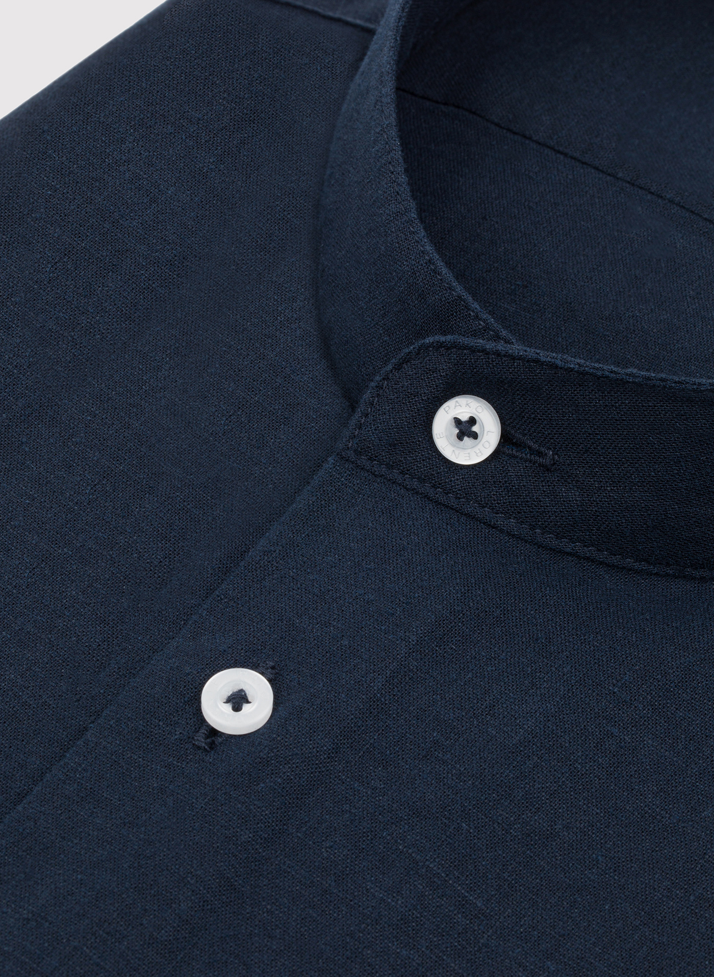 Lniana granatowa koszula męska ze stójką - Pako Lorente