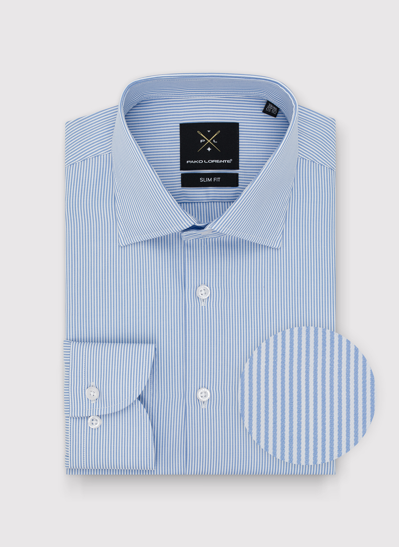 Bawełniana koszula męska w niebieskie paski - Pako Lorente