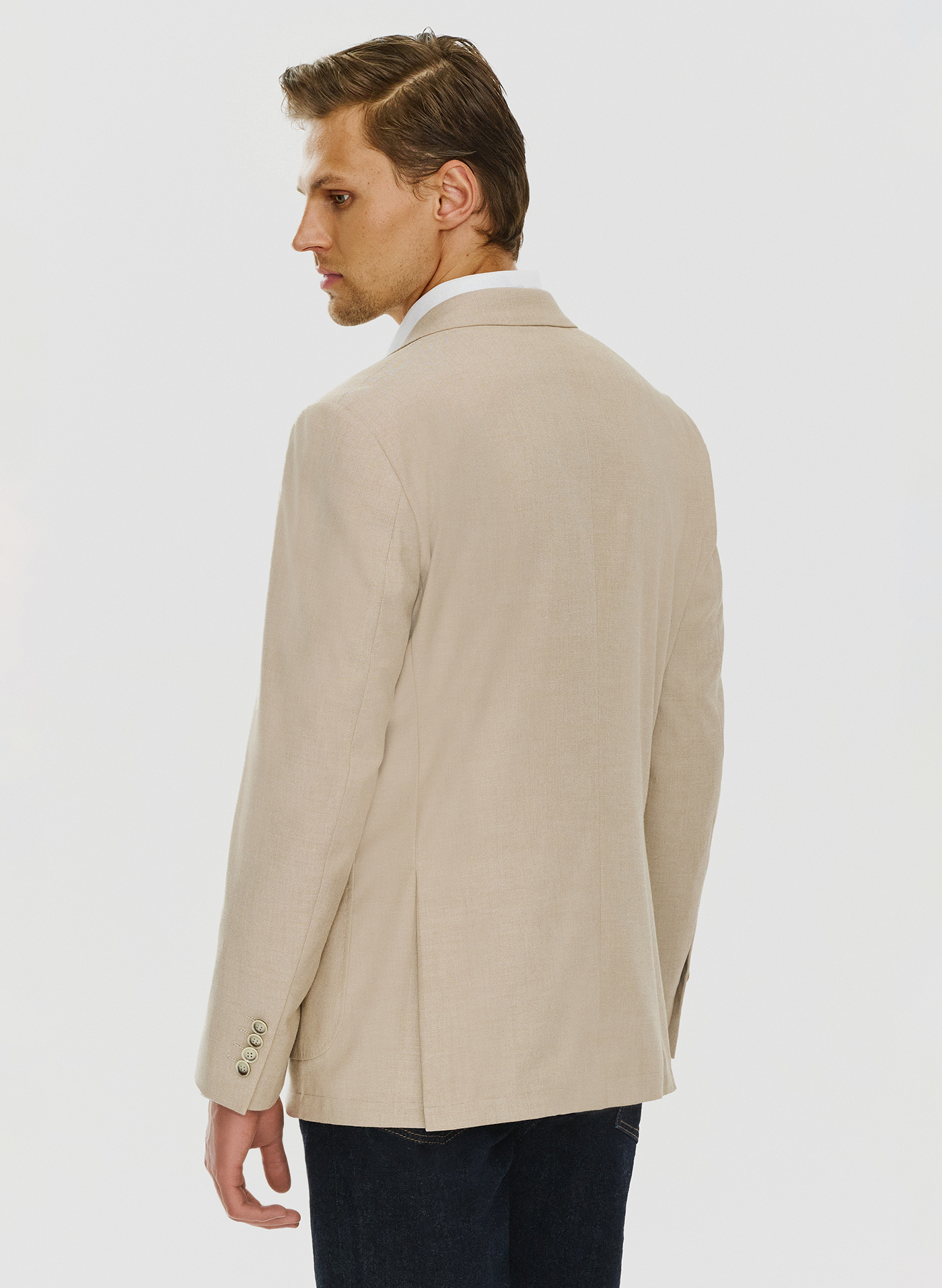 Beżowa marynarka męska bez podszewki - Pako Lorente