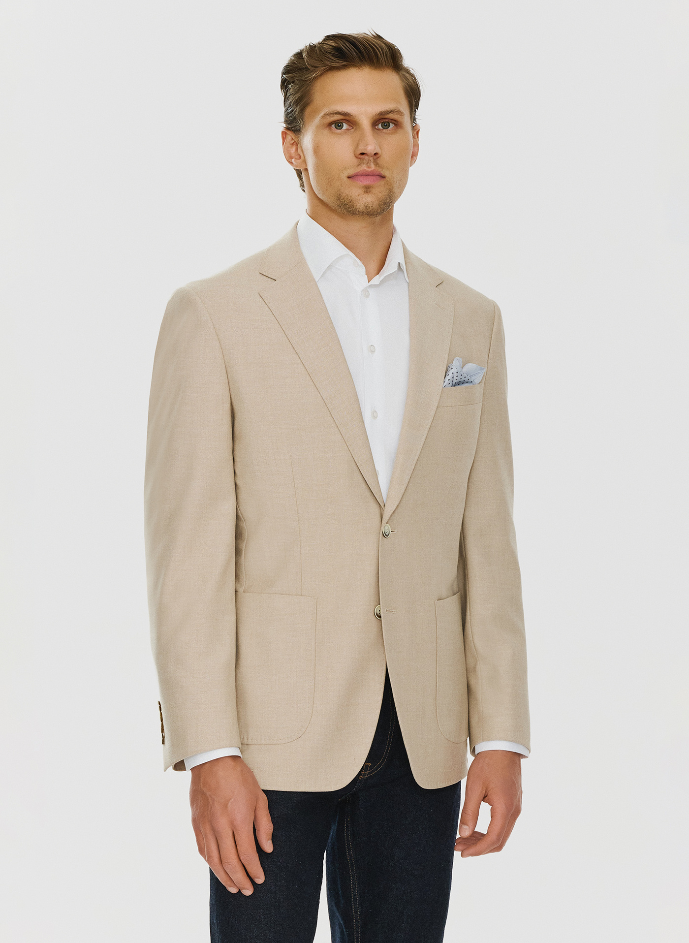 Beżowa marynarka męska bez podszewki - Pako Lorente