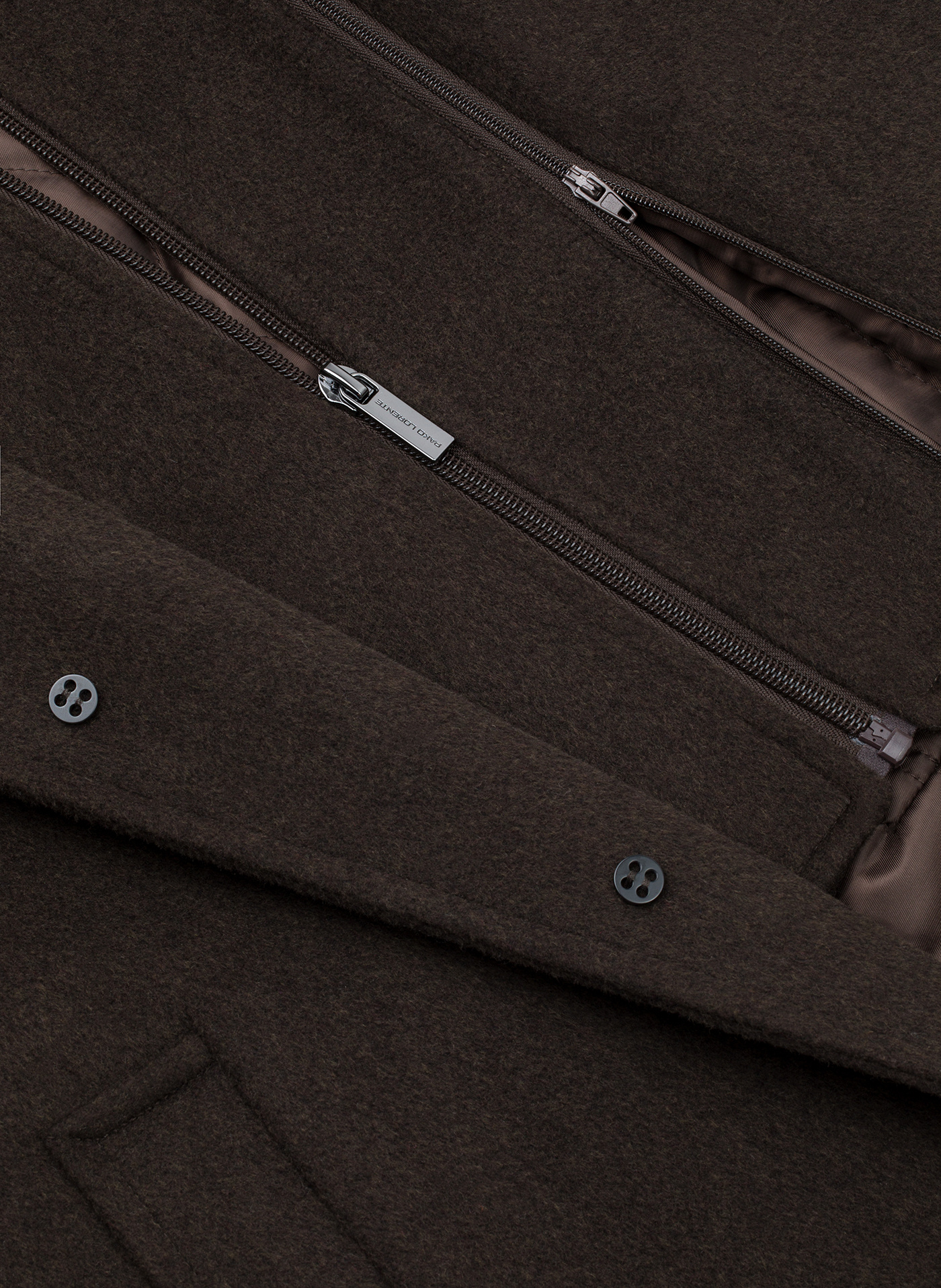 Brązowy płaszcz męski z odpinaną stójką - Pako Lorente