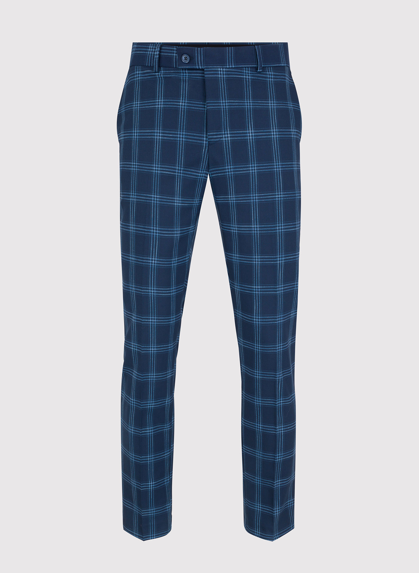 Granatowe spodnie garniturowe w niebieską kratę - Pako Lorente