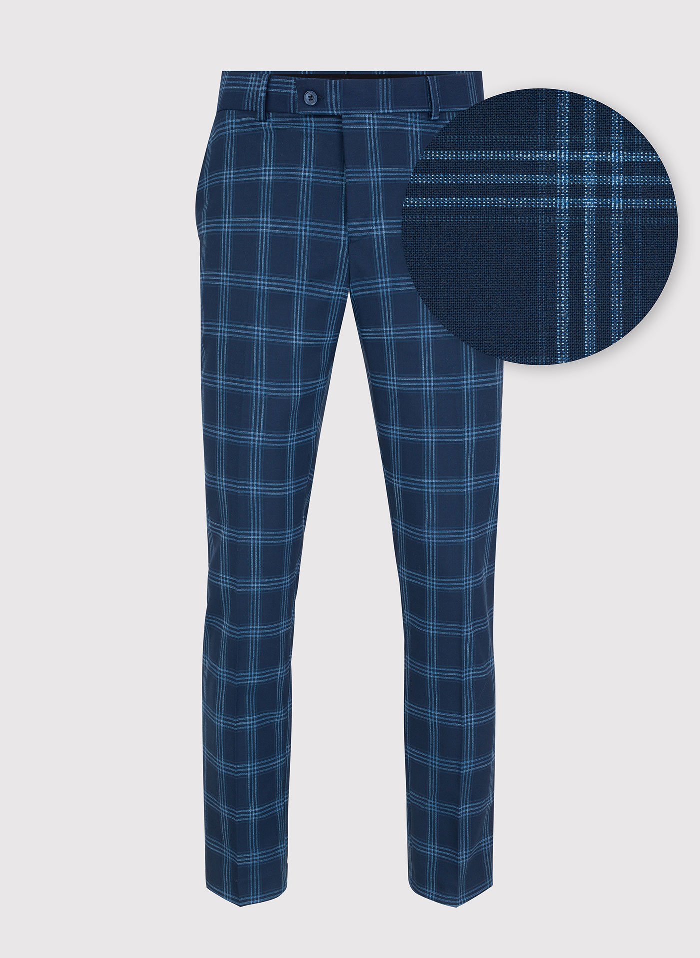 Granatowe spodnie garniturowe w niebieską kratę - Pako Lorente