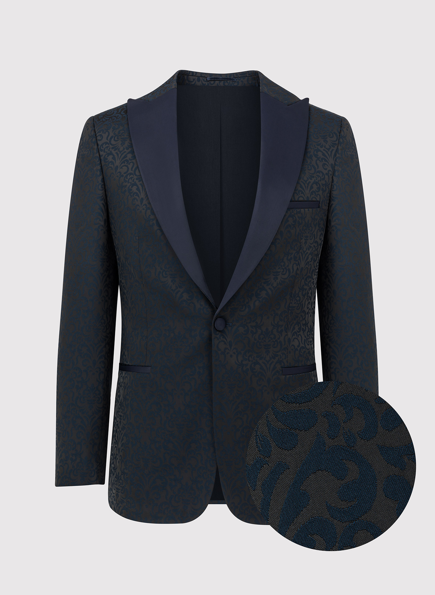 Granatowa żakardowa marynarka smokingowa - Pako Lorente