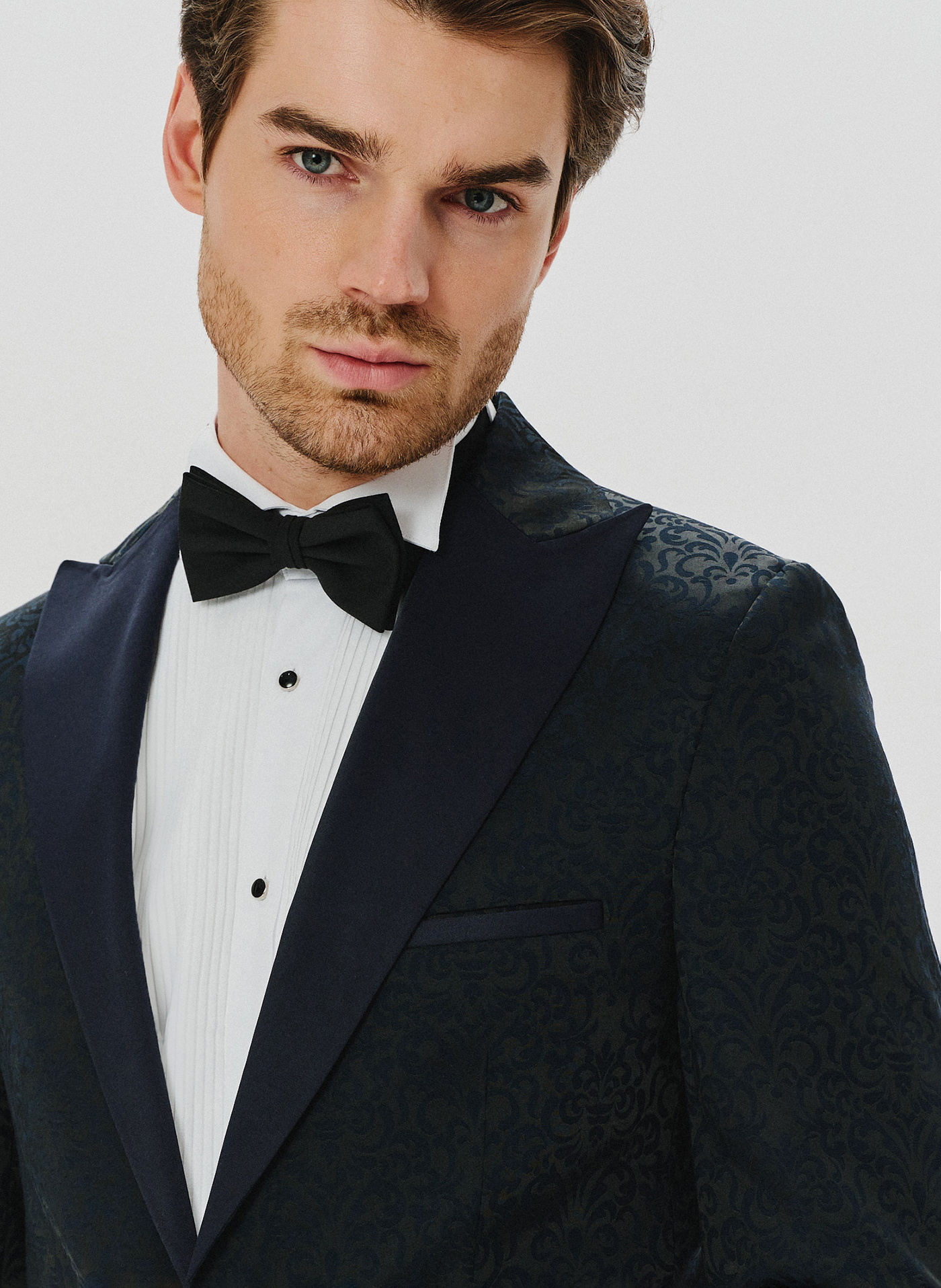 Granatowa żakardowa marynarka smokingowa - Pako Lorente