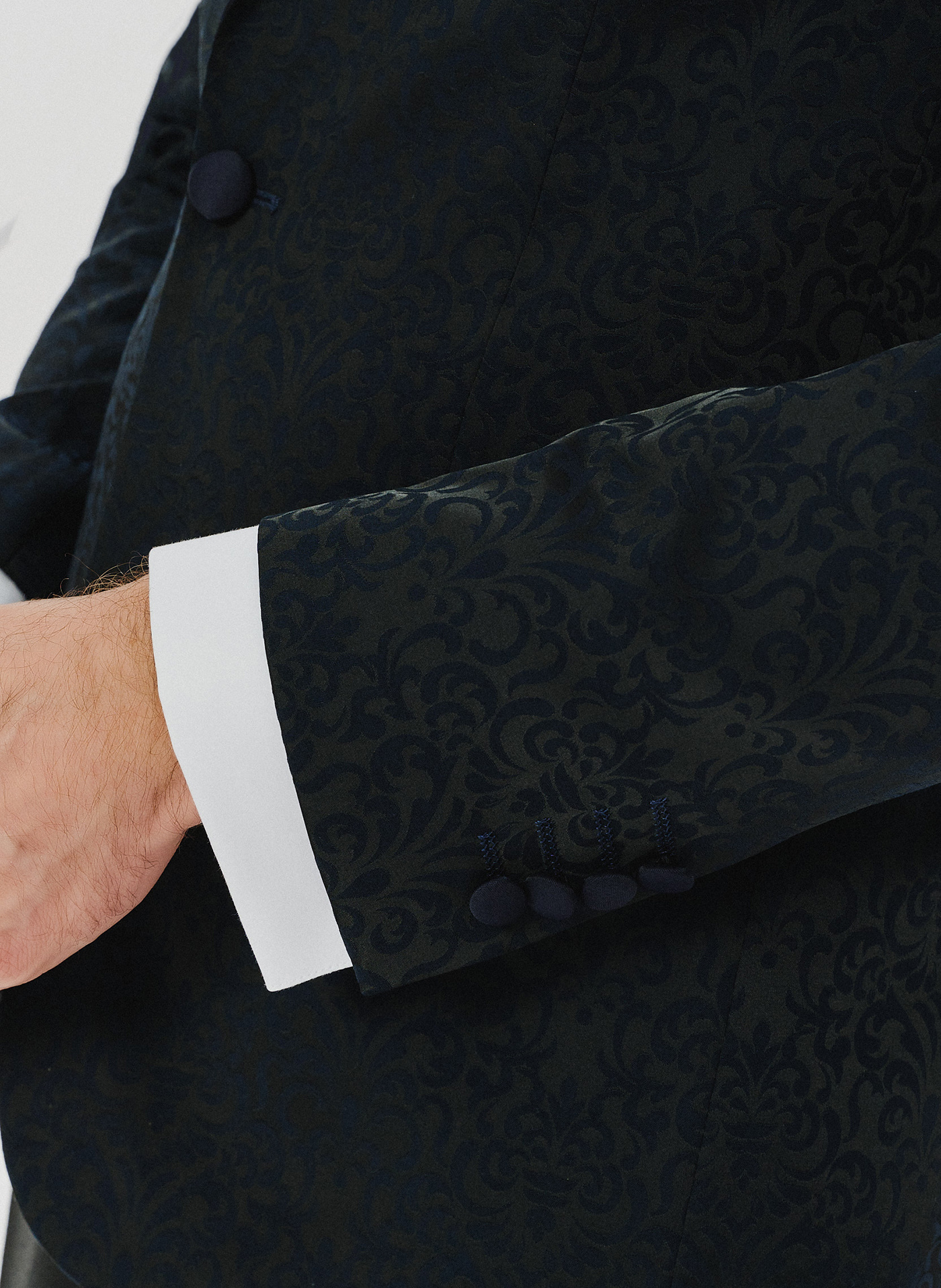 Granatowa żakardowa marynarka smokingowa - Pako Lorente