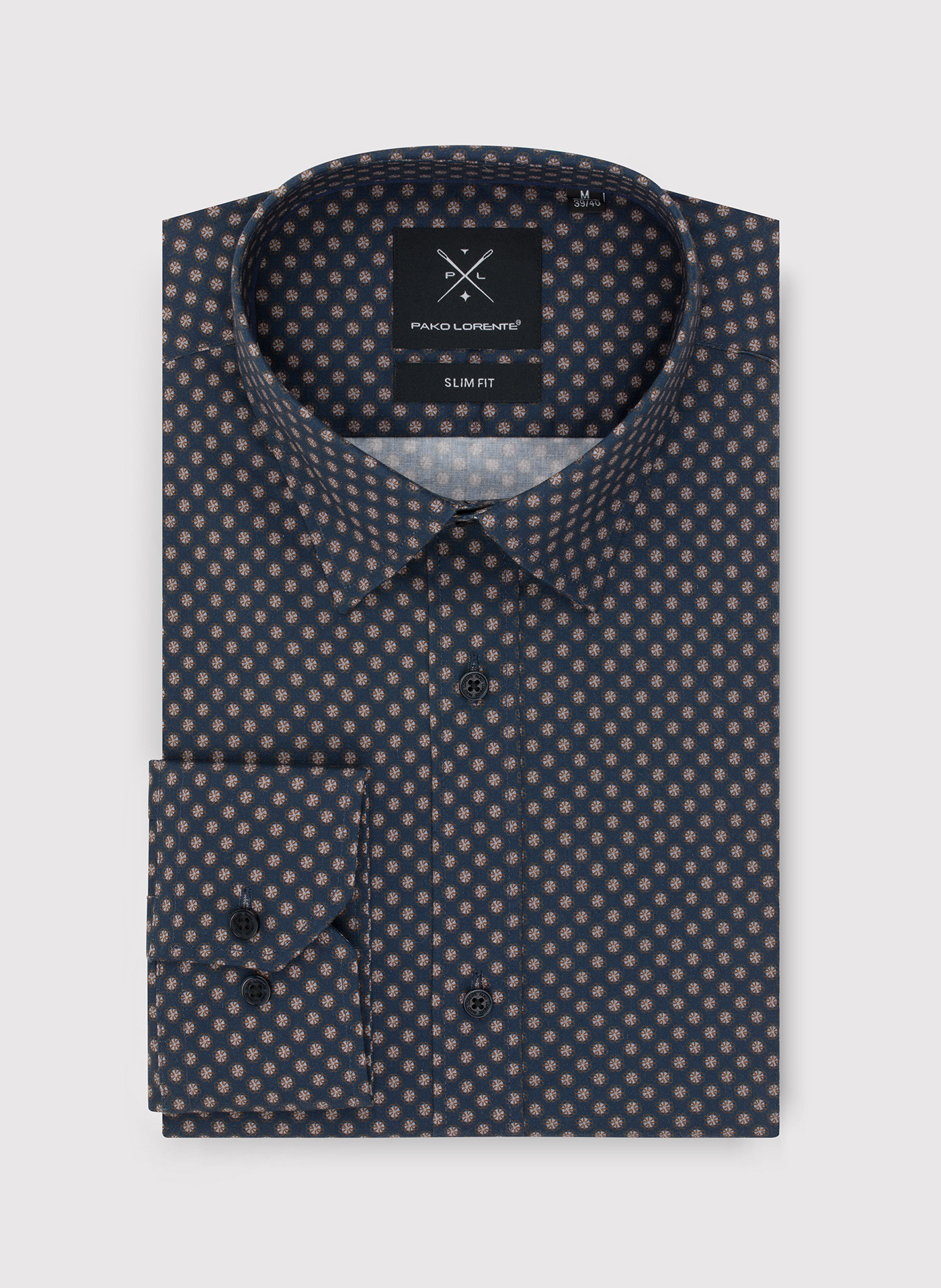 PAKO LORENTE - Granatowa koszula męska w mikrowzór - Pako Lorente