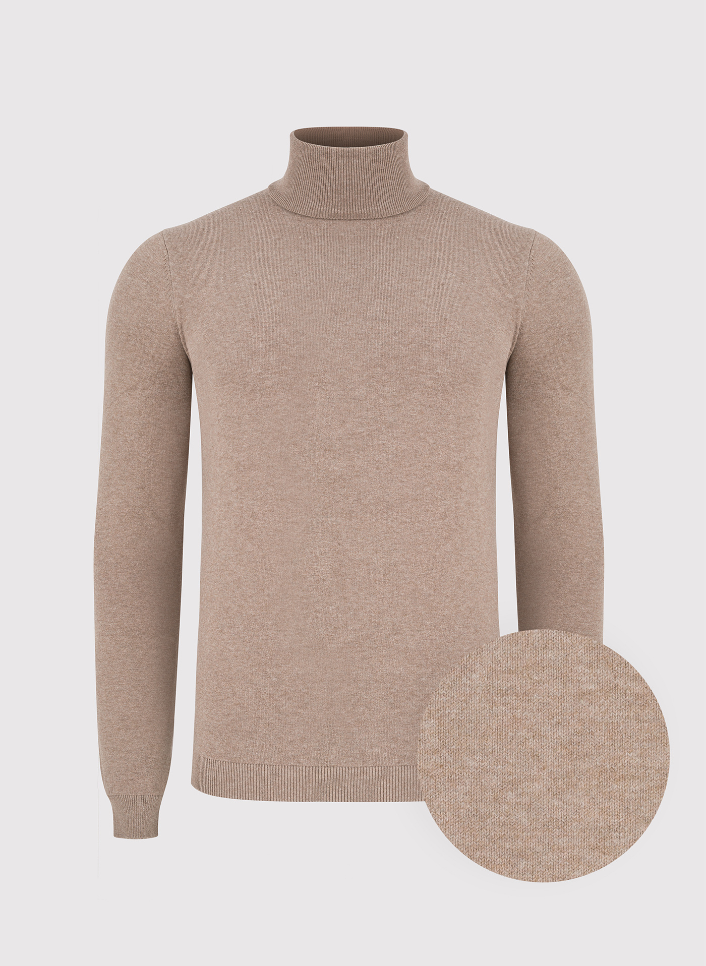 Beżowy gładki golf męski - Pako Lorente