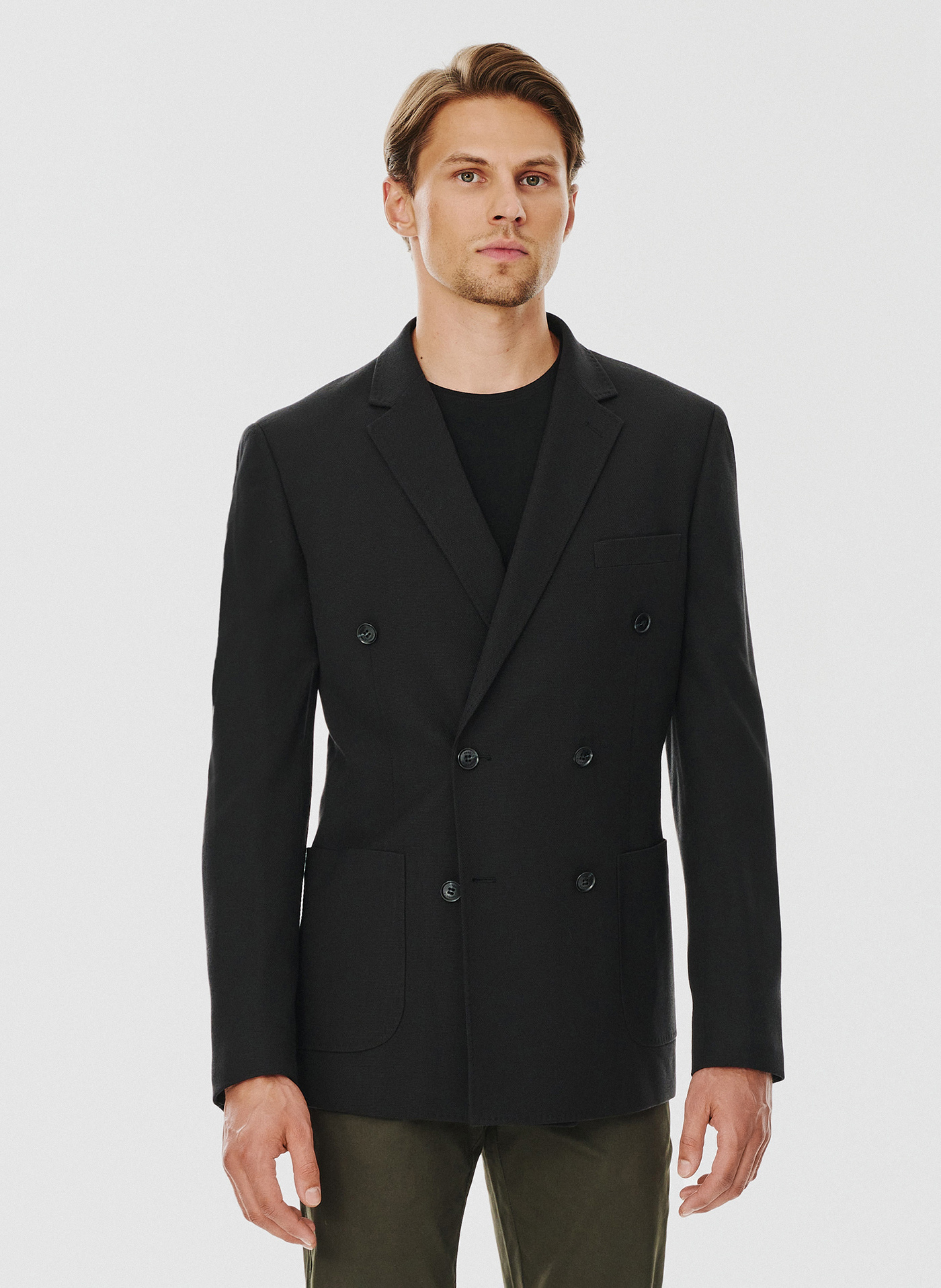 Czarna dwurzędowa marynarka męska - Pako Lorente