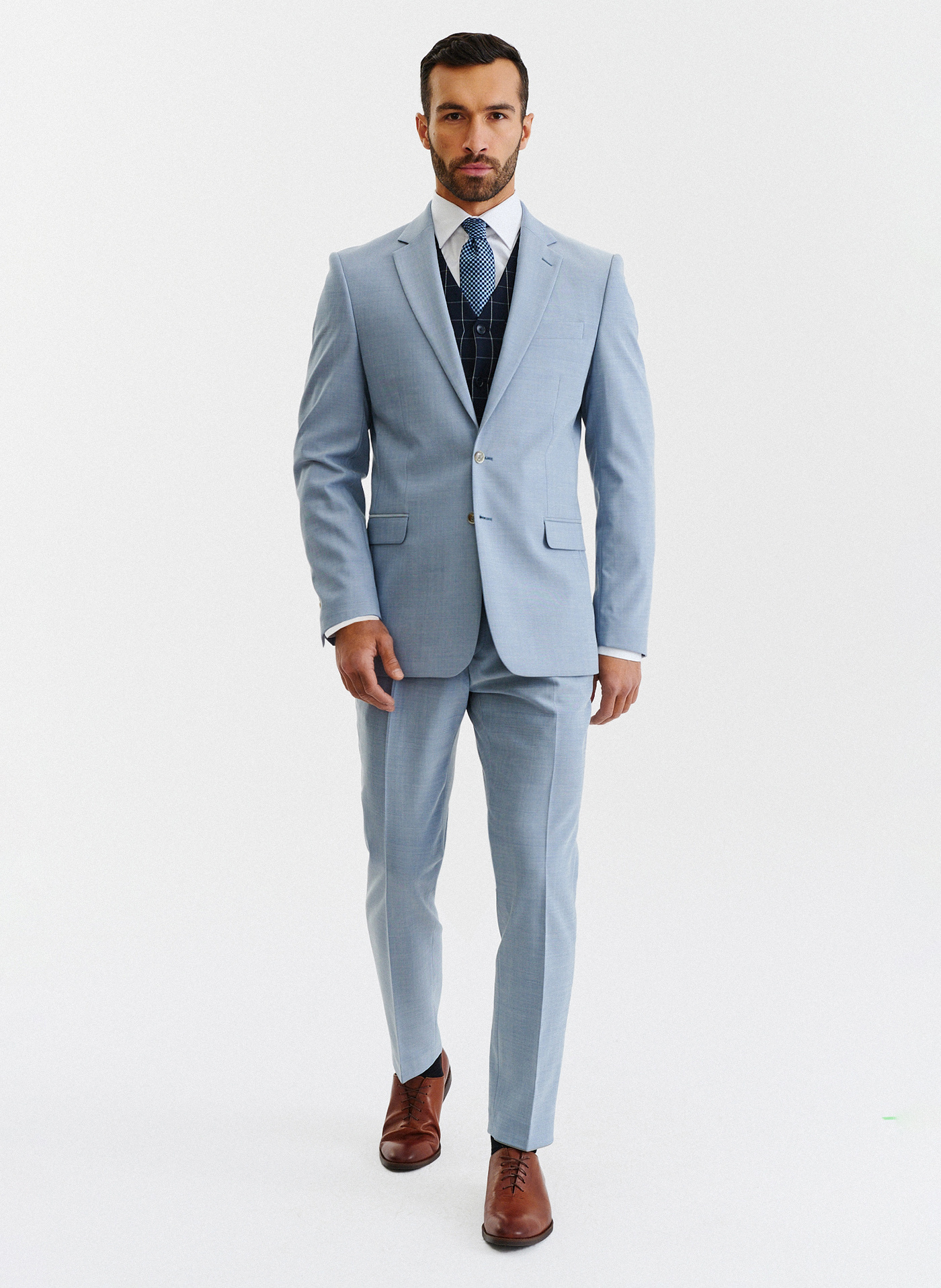 Błękitna marynarka garniturowa o widocznej strukturze - Pako Lorente