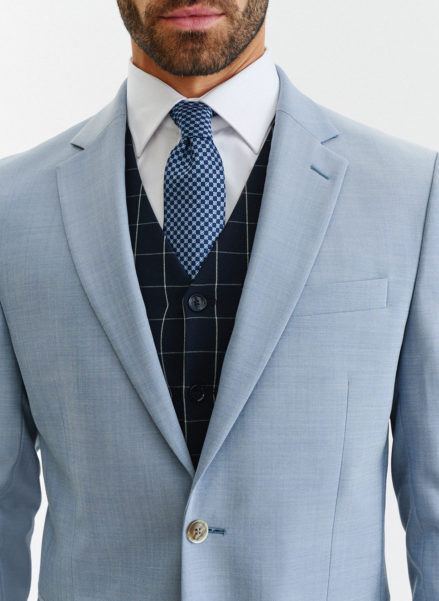 Błękitna marynarka garniturowa o widocznej strukturze - Pako Lorente