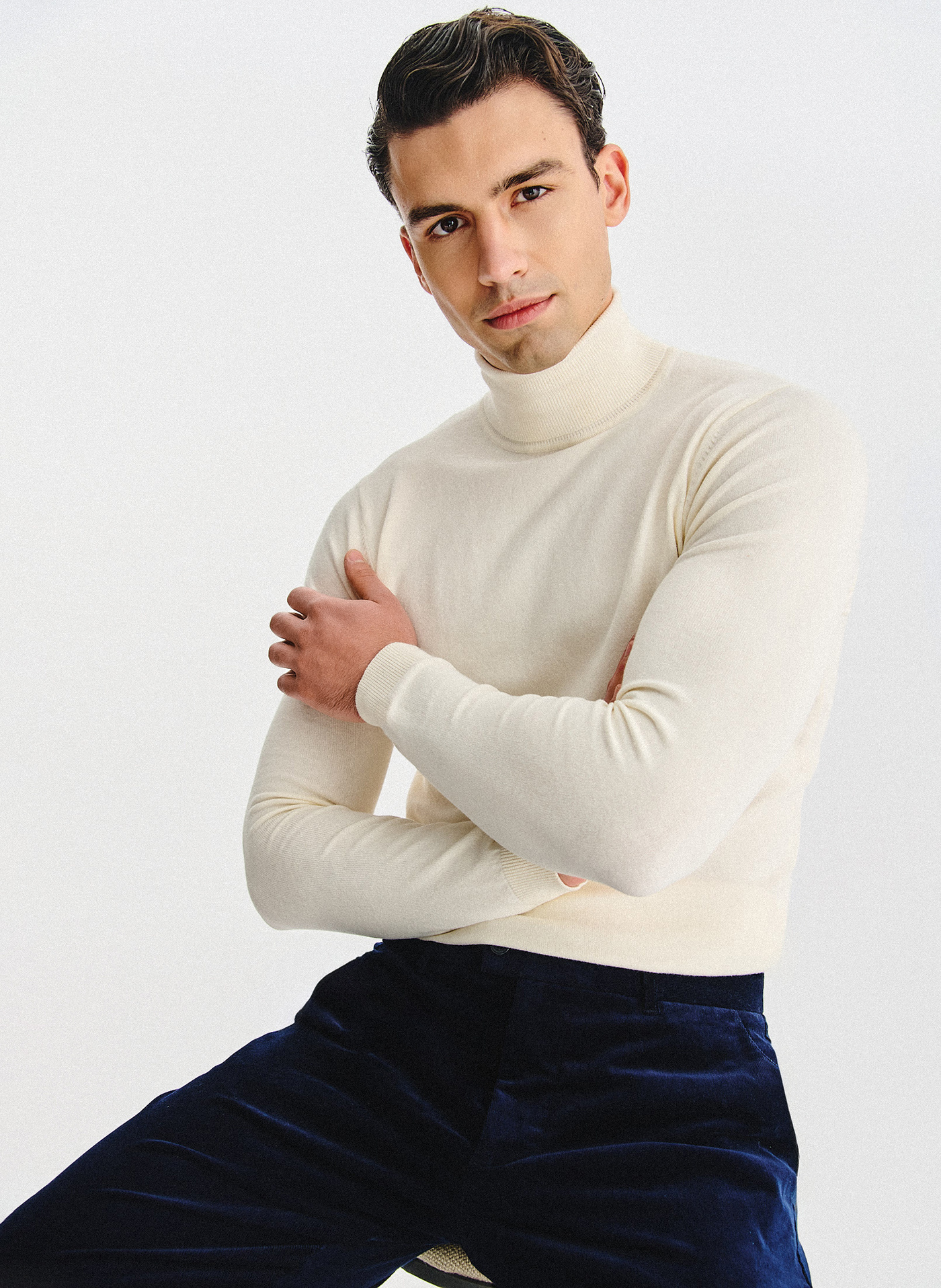 PAKO LORENTE - Biały gładki golf męski - Pako Lorente