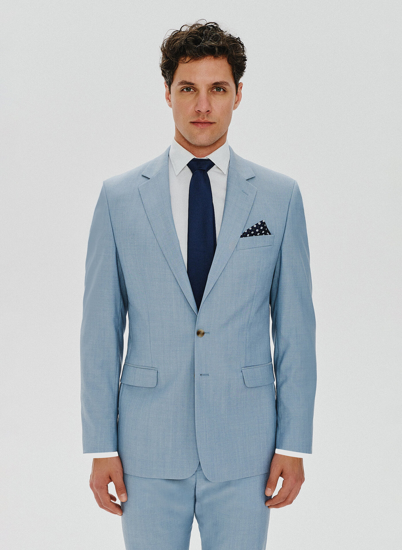 Błękitne męskie spodnie garniturowe - Pako Lorente