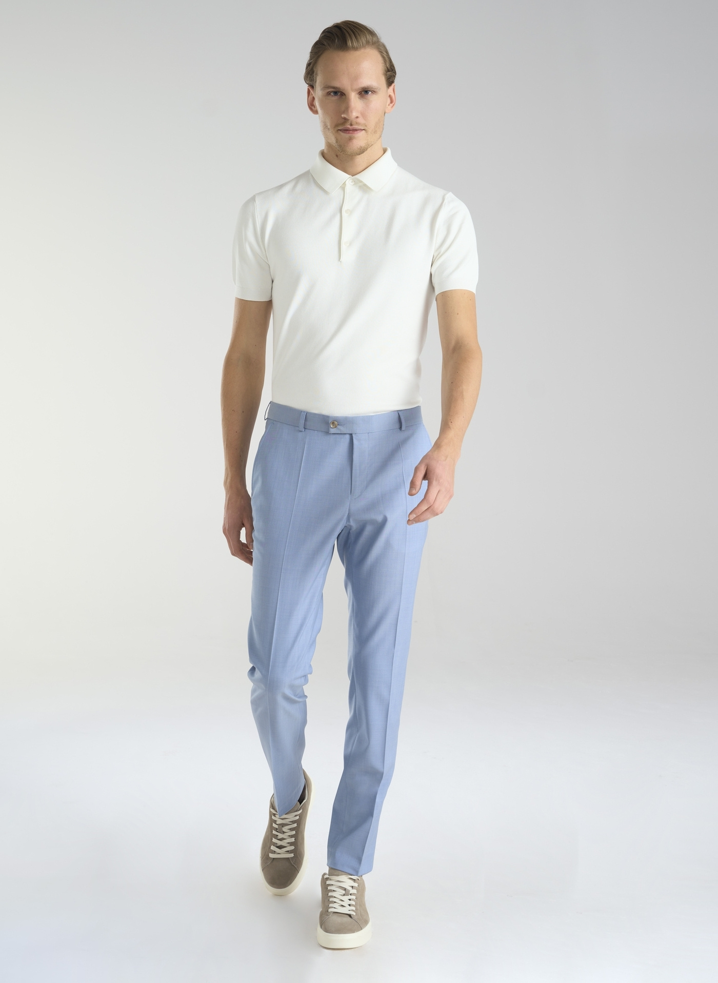 Błękitne męskie spodnie garniturowe - Pako Lorente