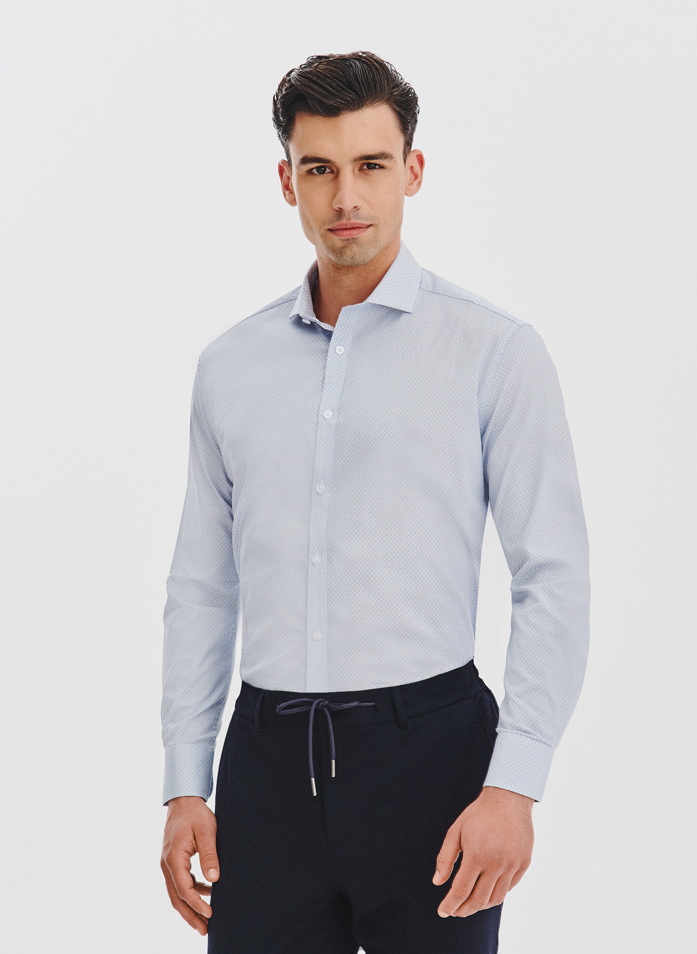 PAKO LORENTE - Koszula z niebieskim wzorem geometrycznym - Pako Lorente