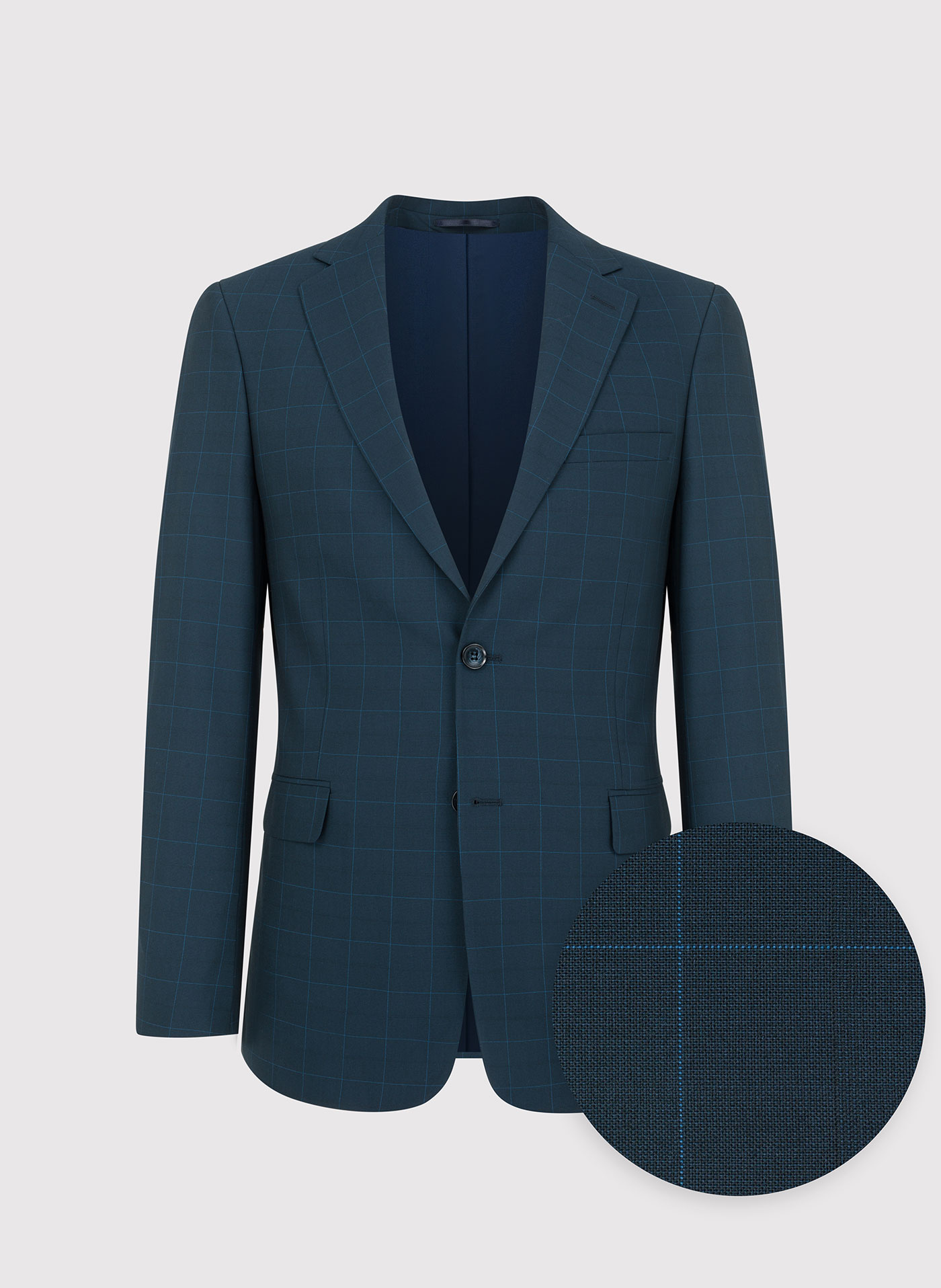 Granatowa marynarka garniturowa w delikatną niebieską kratkę - Pako Lorente