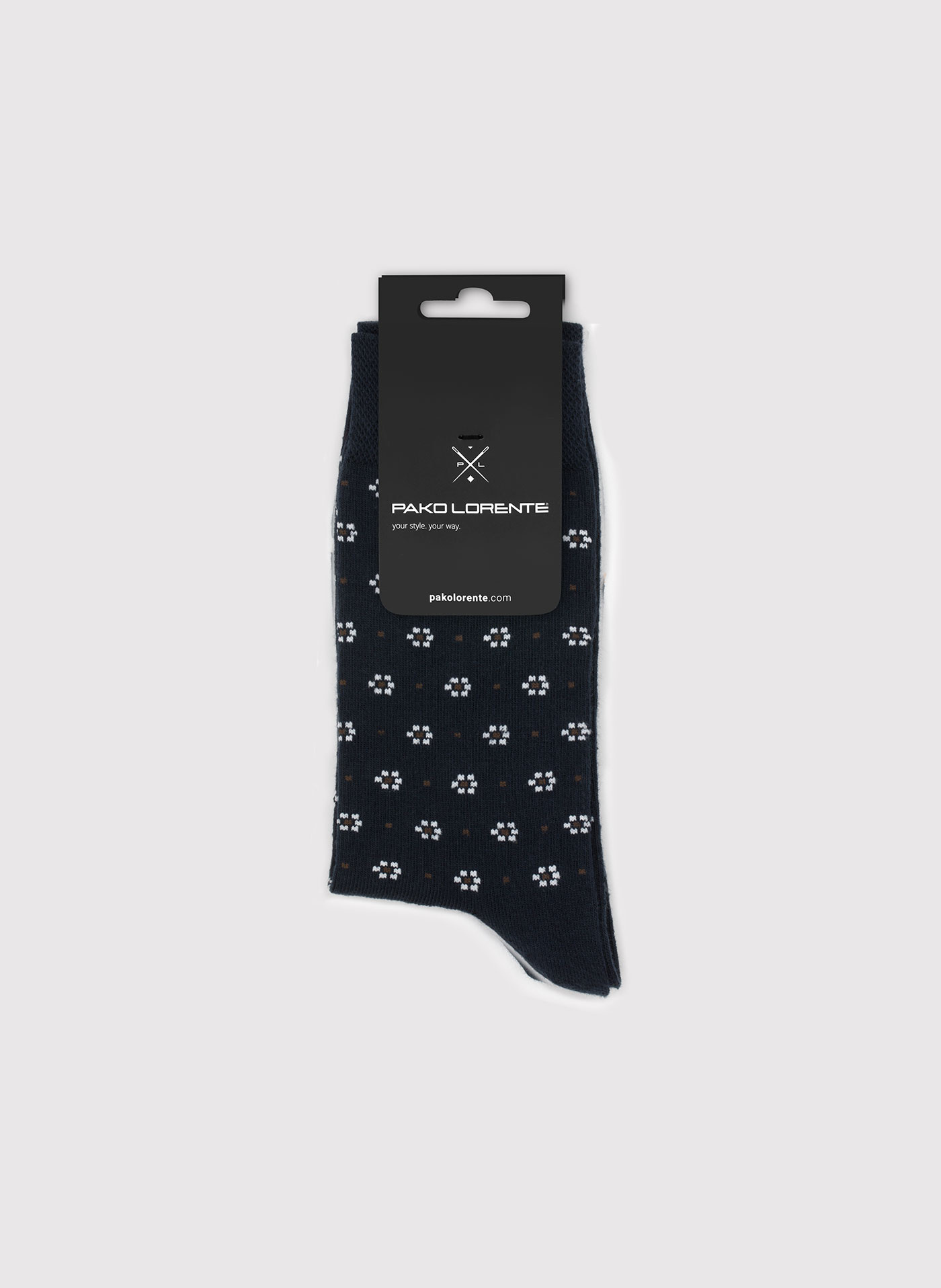 Granatowe skarpetki w kwiatki P000B-SX-522-G-0 - Pako Lorente