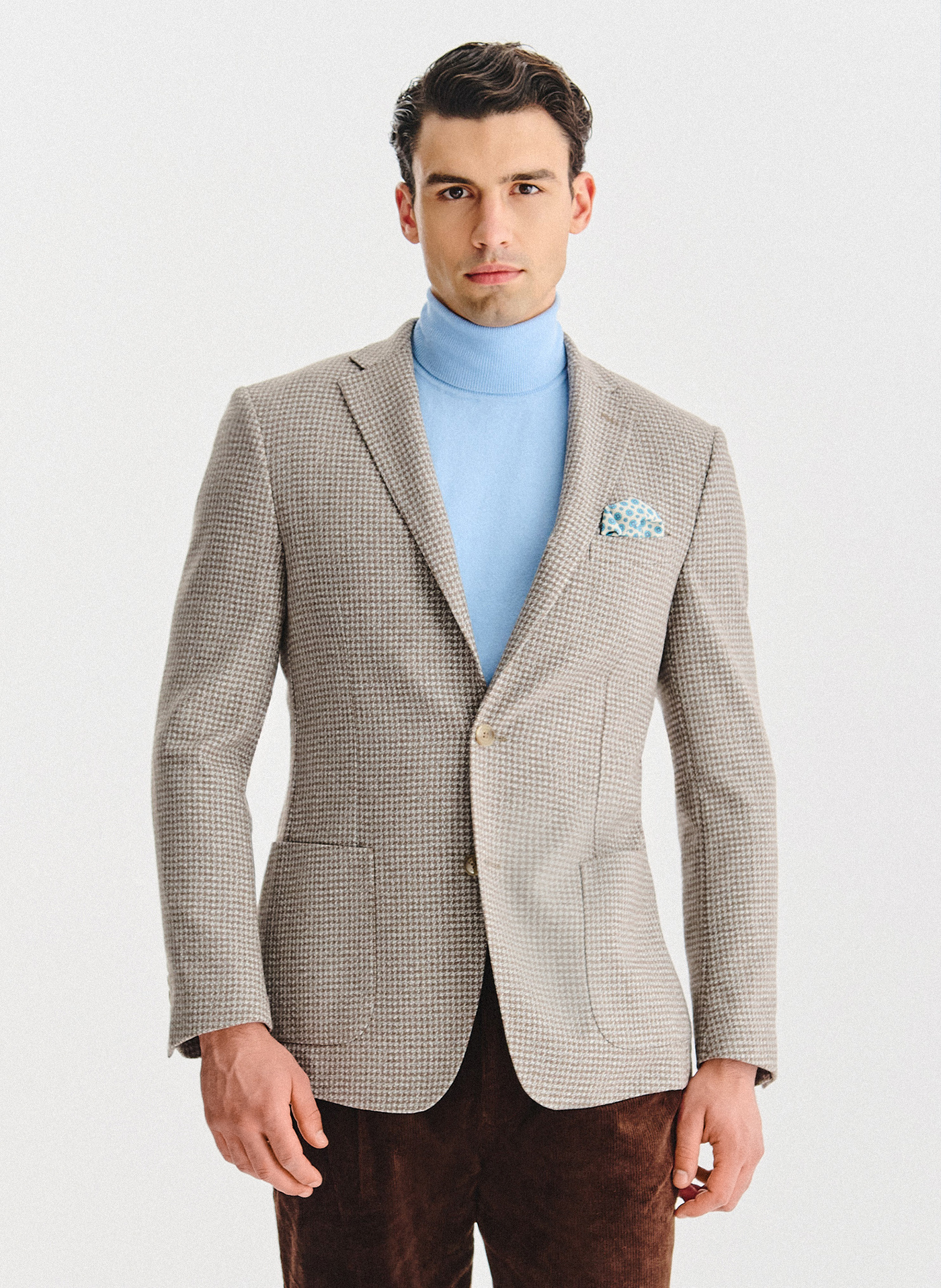 PAKO LORENTE - Jasnobrązowa marynarka w drobną kartkę - Pako Lorente