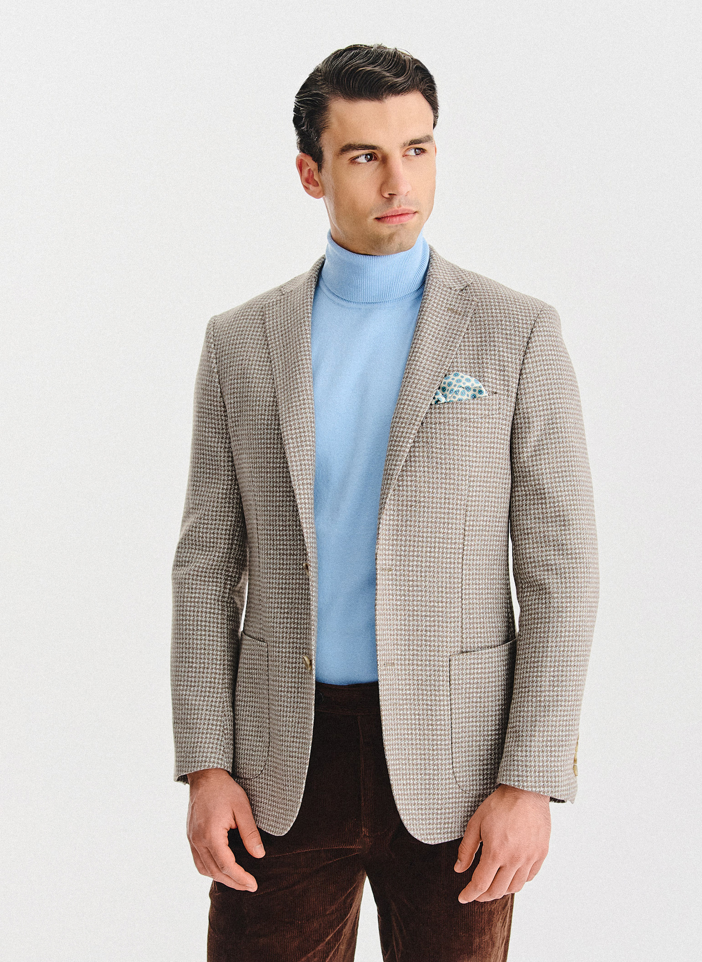 PAKO LORENTE - Jasnobrązowa marynarka w drobną kartkę - Pako Lorente