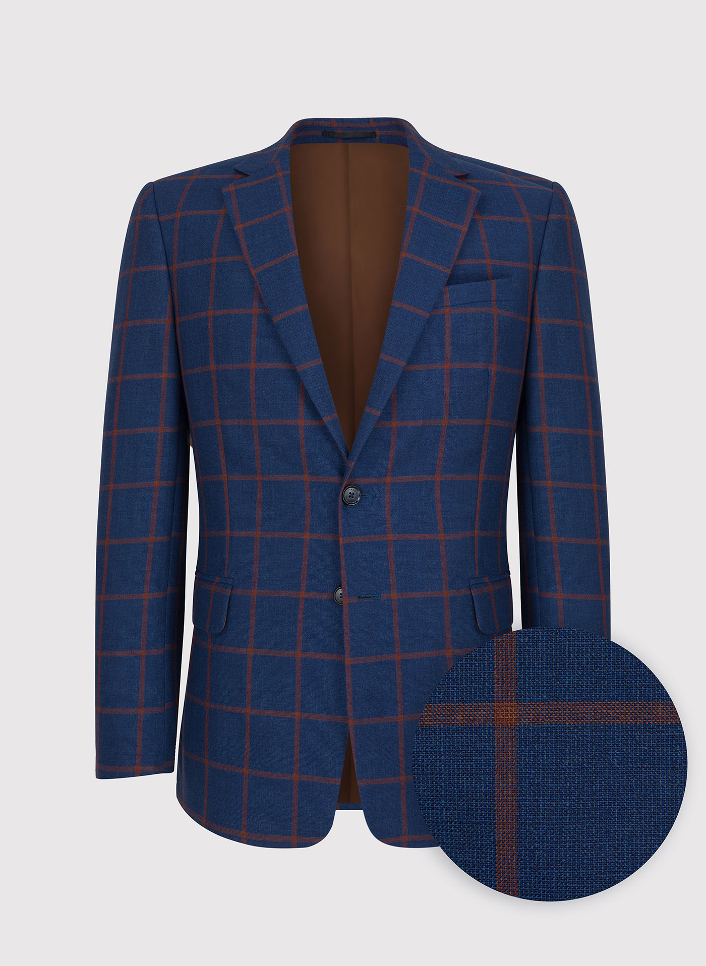 Granatowa casualowa marynarka męska w rudą kratę - Pako Lorente