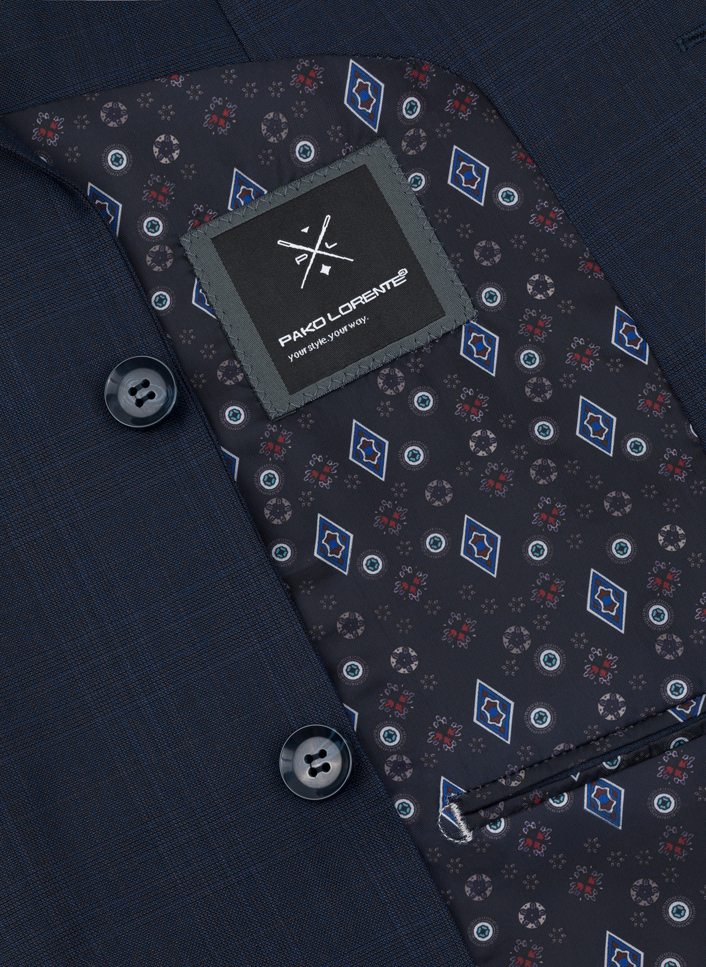 Granatowa marynarka garniturowa w subtelną kratę - Pako Lorente