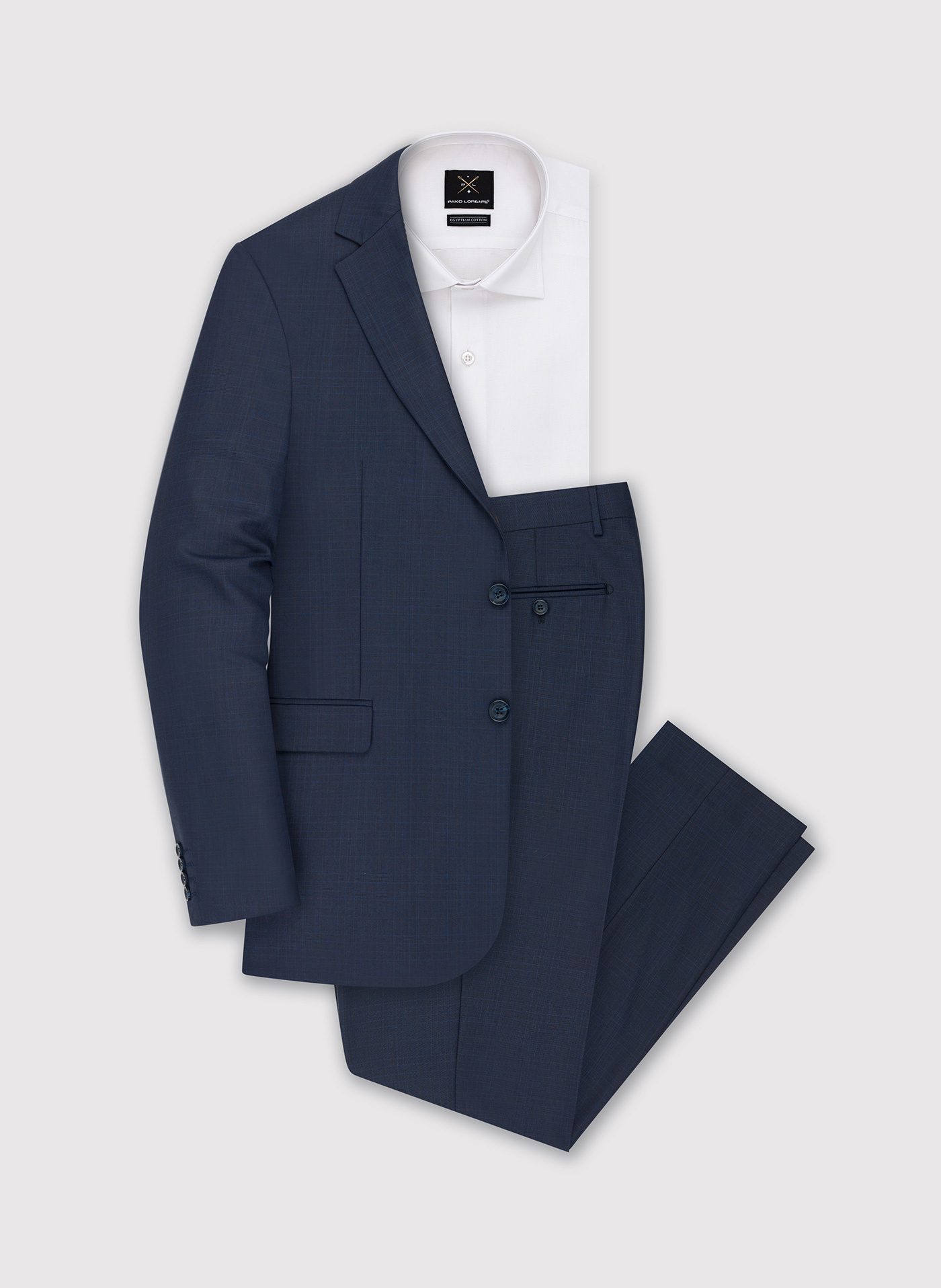 Granatowa marynarka garniturowa w subtelną kratę - Pako Lorente