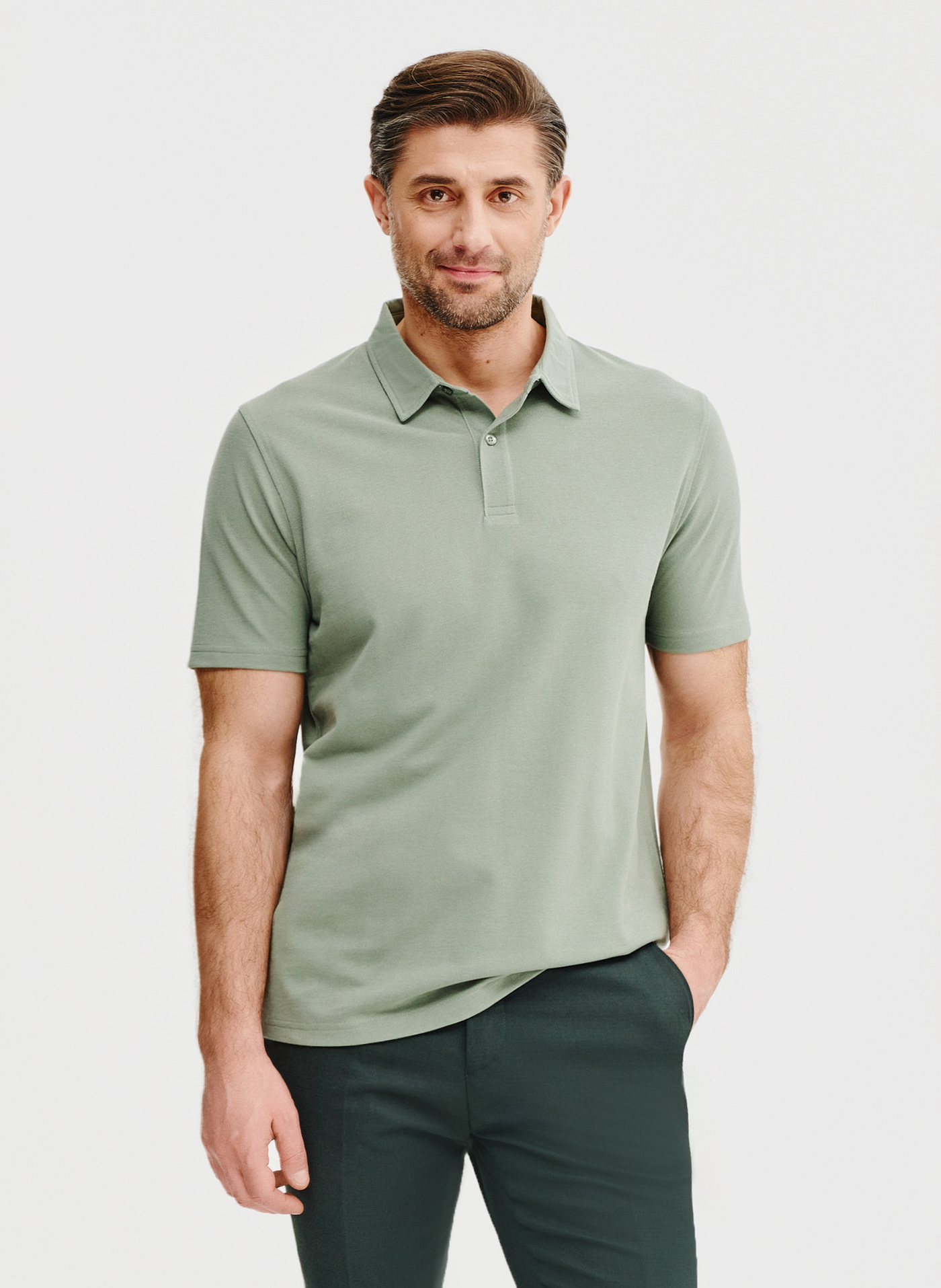 Męski t-shirt polo w kolorze zielonym - Pako Lorente