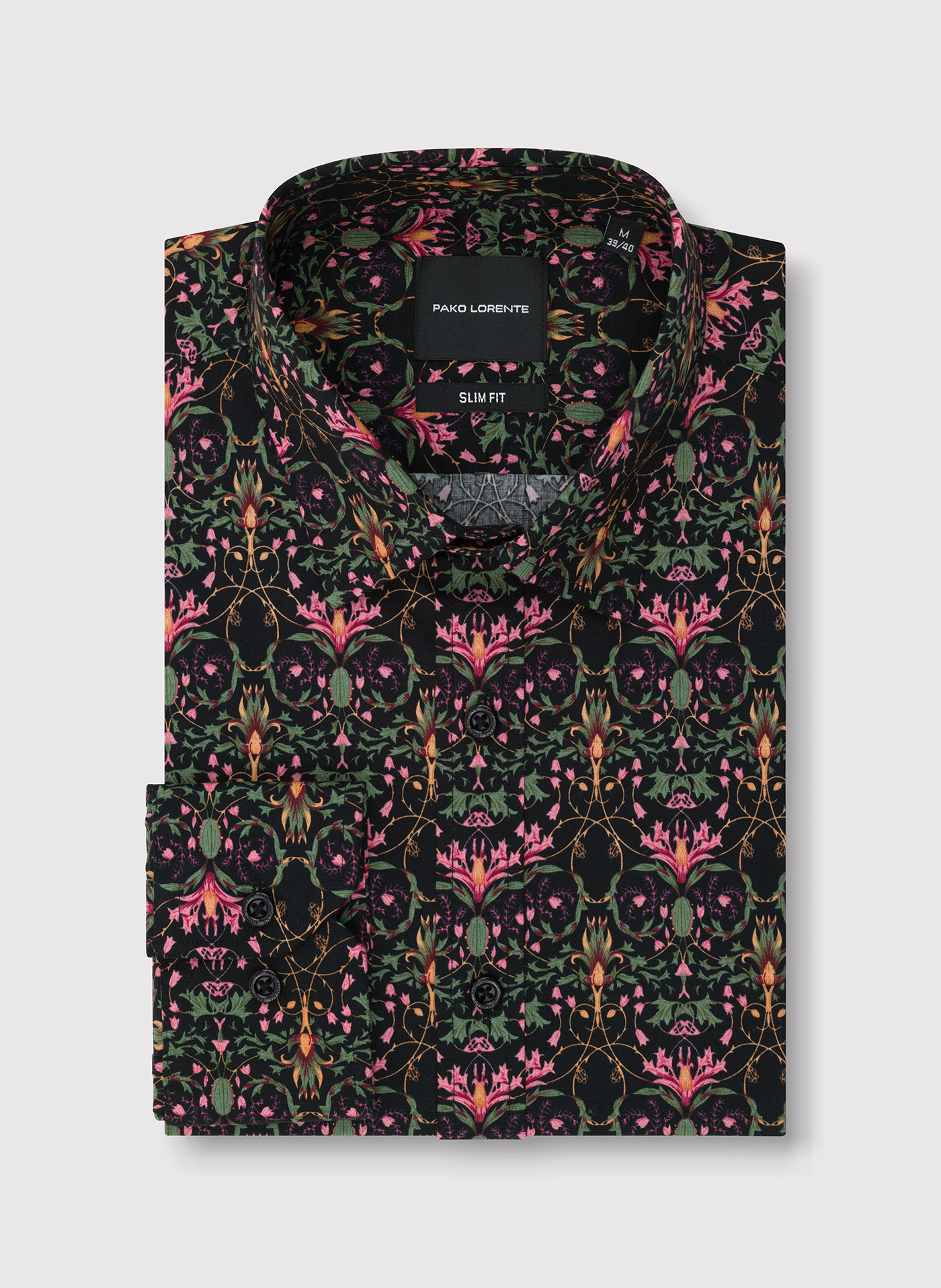 PAKO LORENTE - Czarna koszula w kolorowe kwiaty - Pako Lorente