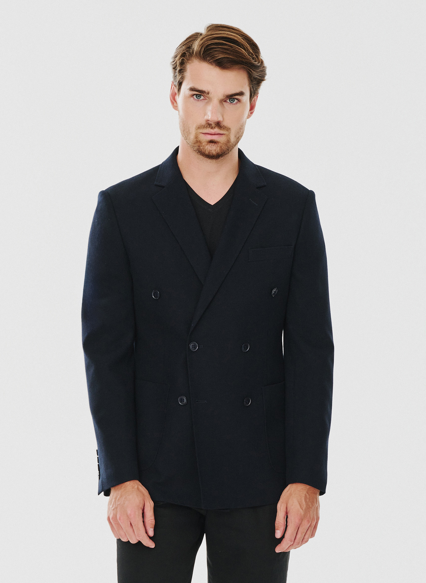 Granatowa dwurzędowa marynarka męska - Pako Lorente