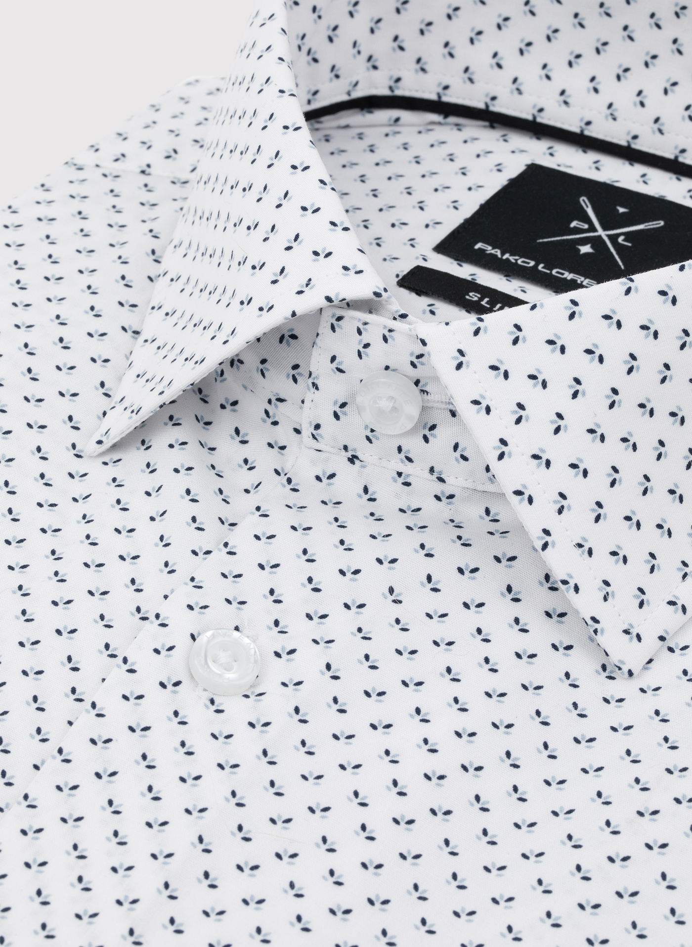 Biała koszula męska w mikrowzór - Pako Lorente