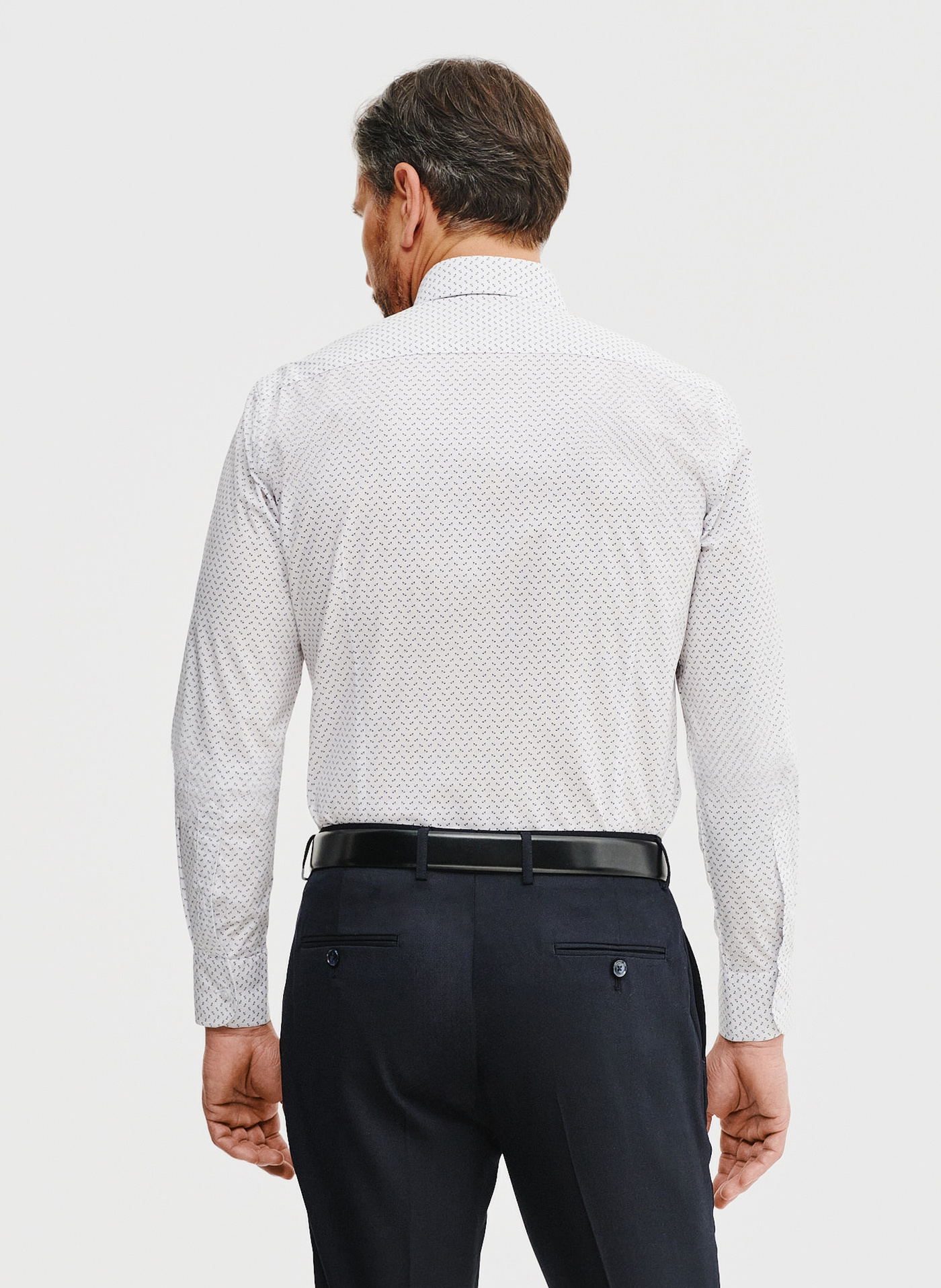 Biała koszula męska w mikrowzór - Pako Lorente