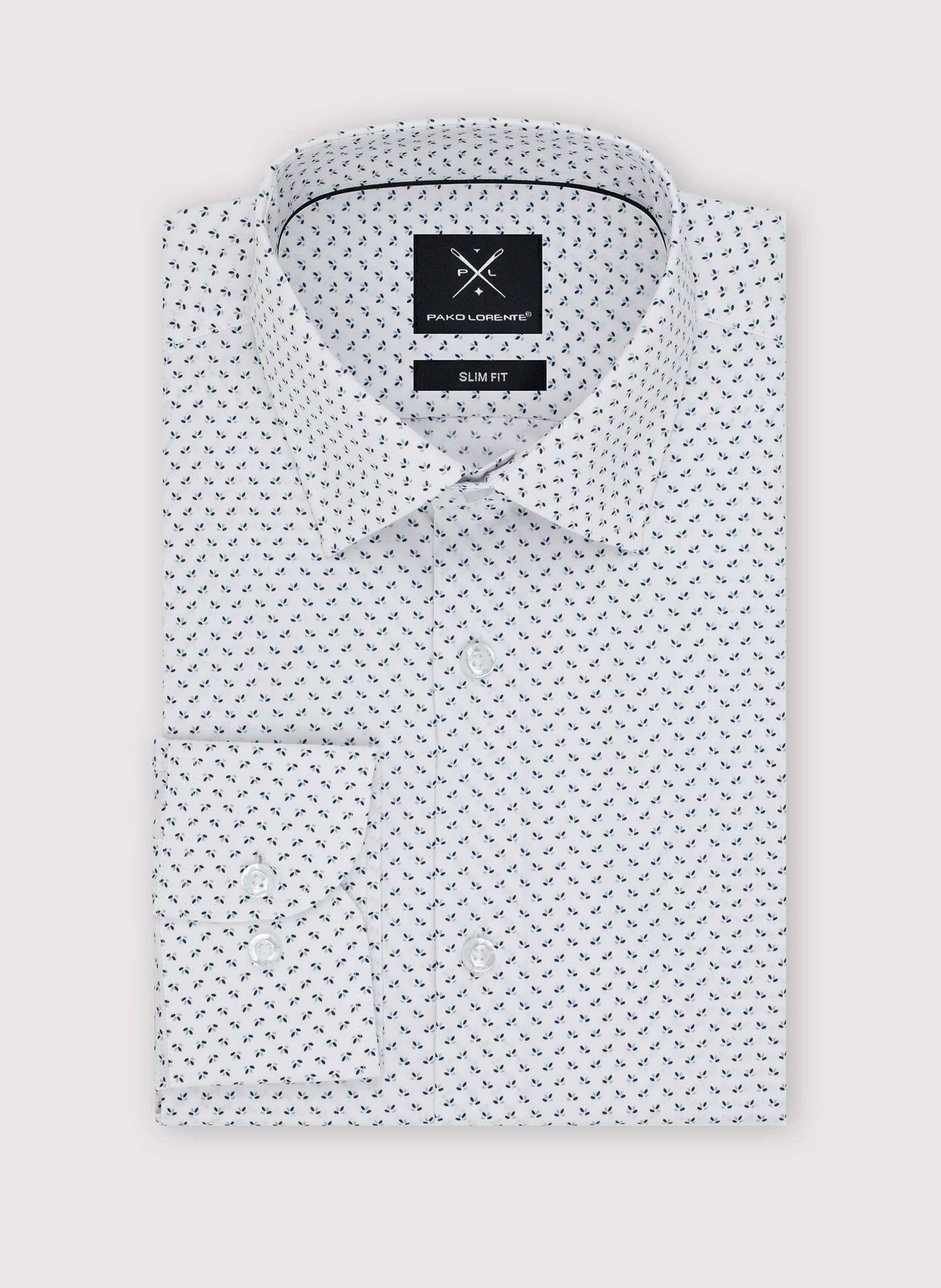 Biała koszula męska w mikrowzór - Pako Lorente