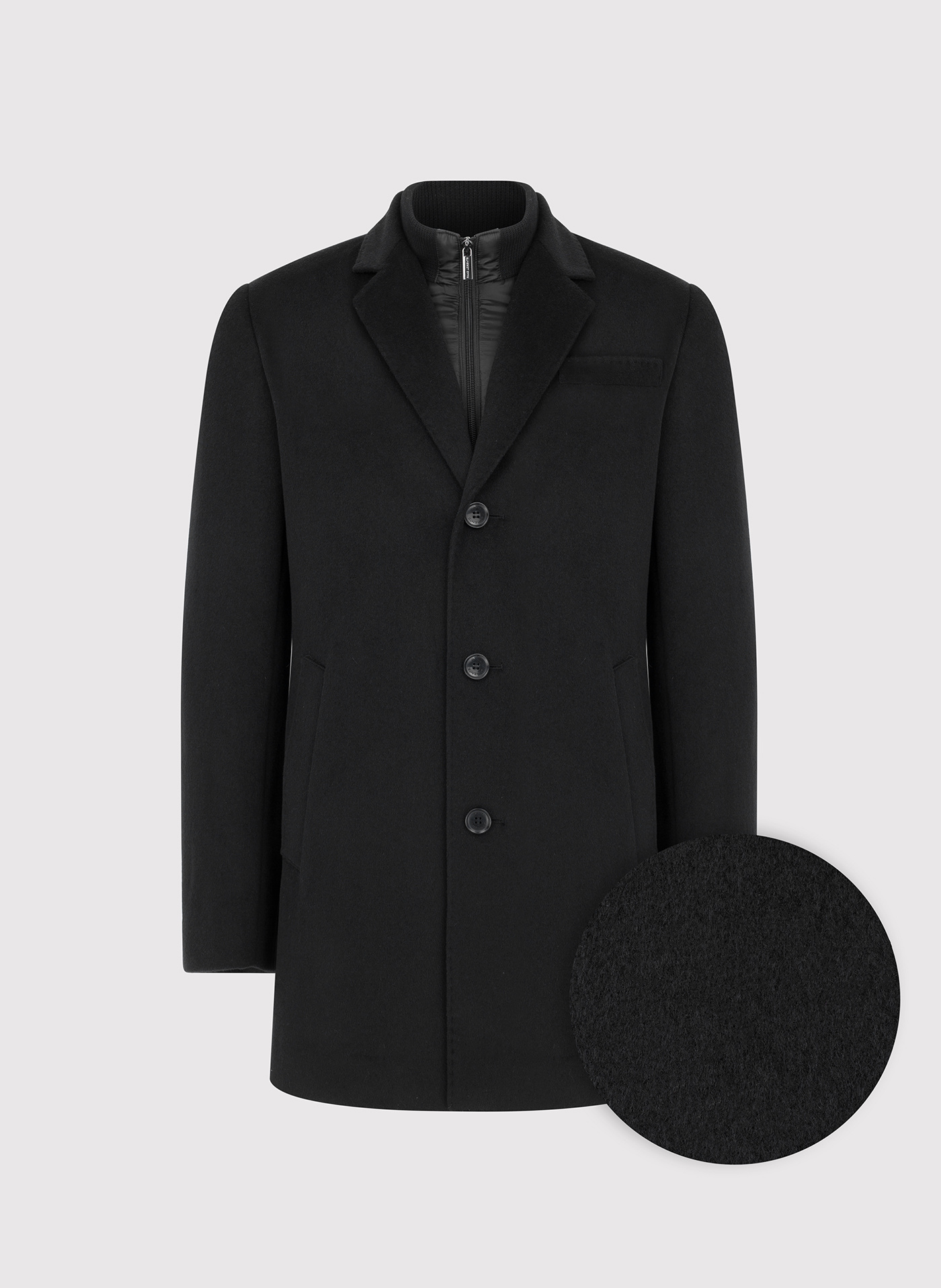 Czarny płaszcz męski z wełną - Pako Lorente