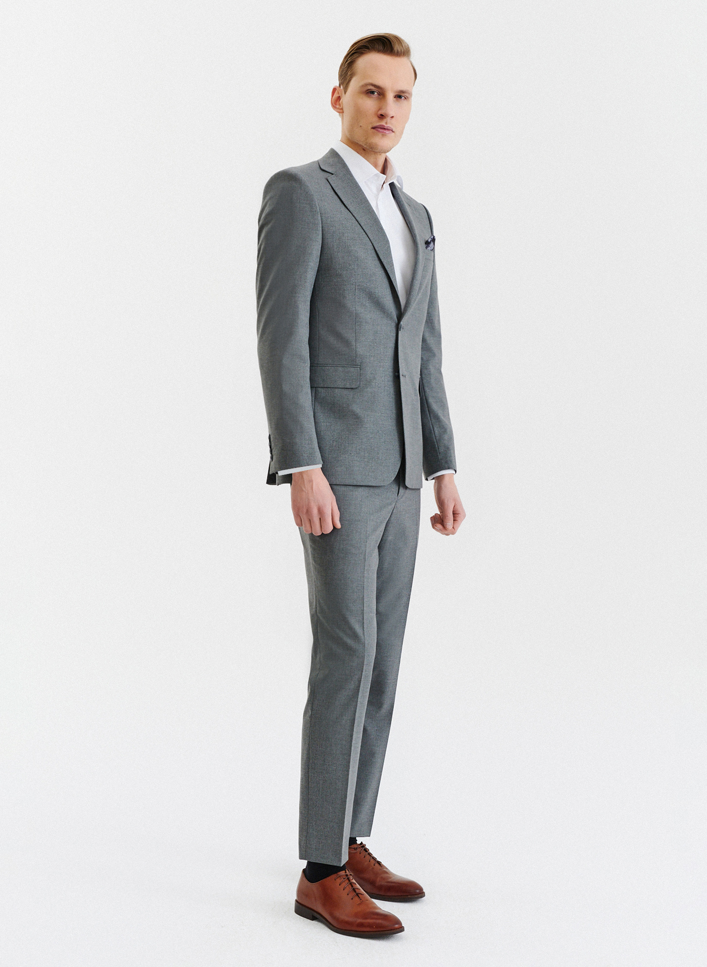 Szara gładka marynarka garniturowa - Pako Lorente