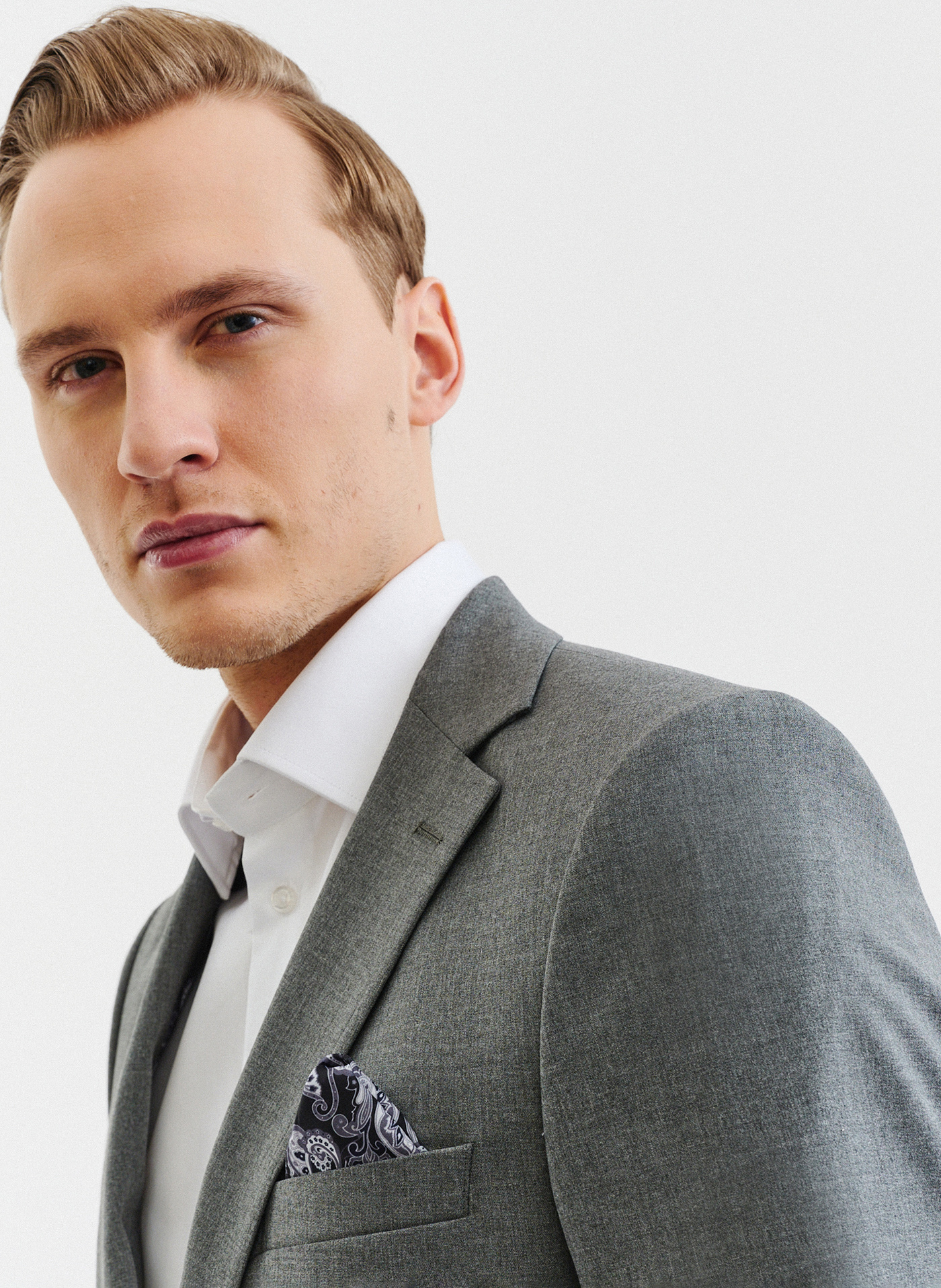 Szara gładka marynarka garniturowa - Pako Lorente