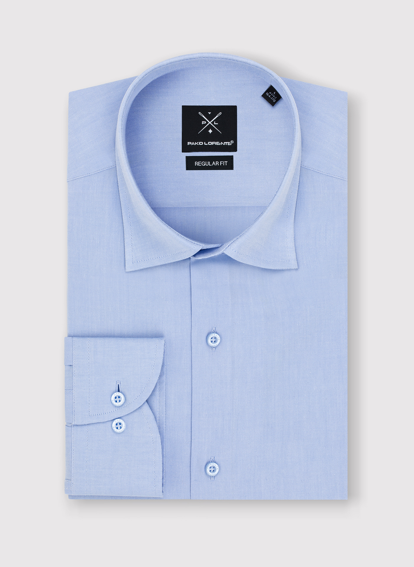 Gładka elegancka błękitna koszula męska - Pako Lorente