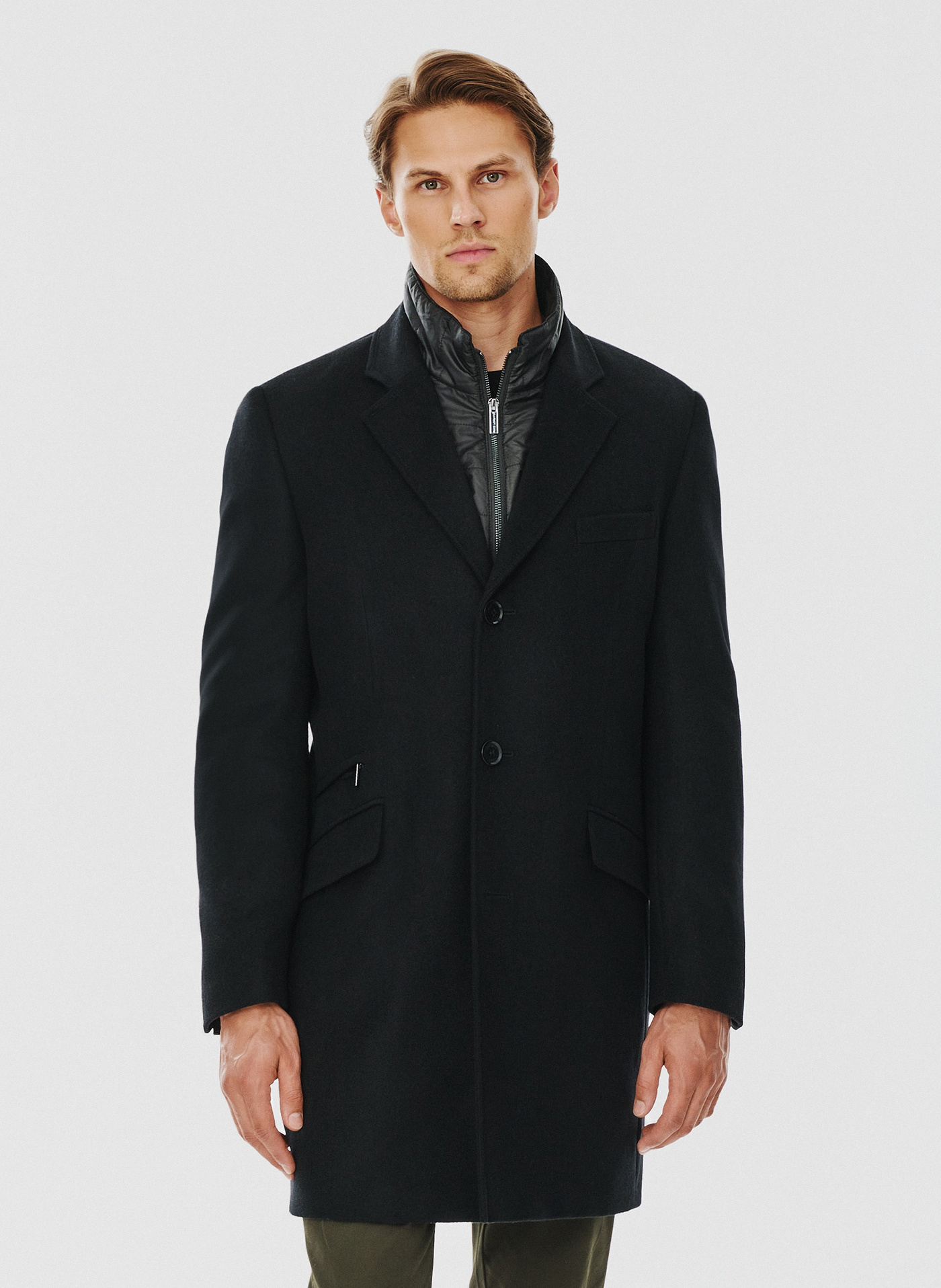 Męski płaszcz z wełną w kolorze czarnym - Pako Lorente