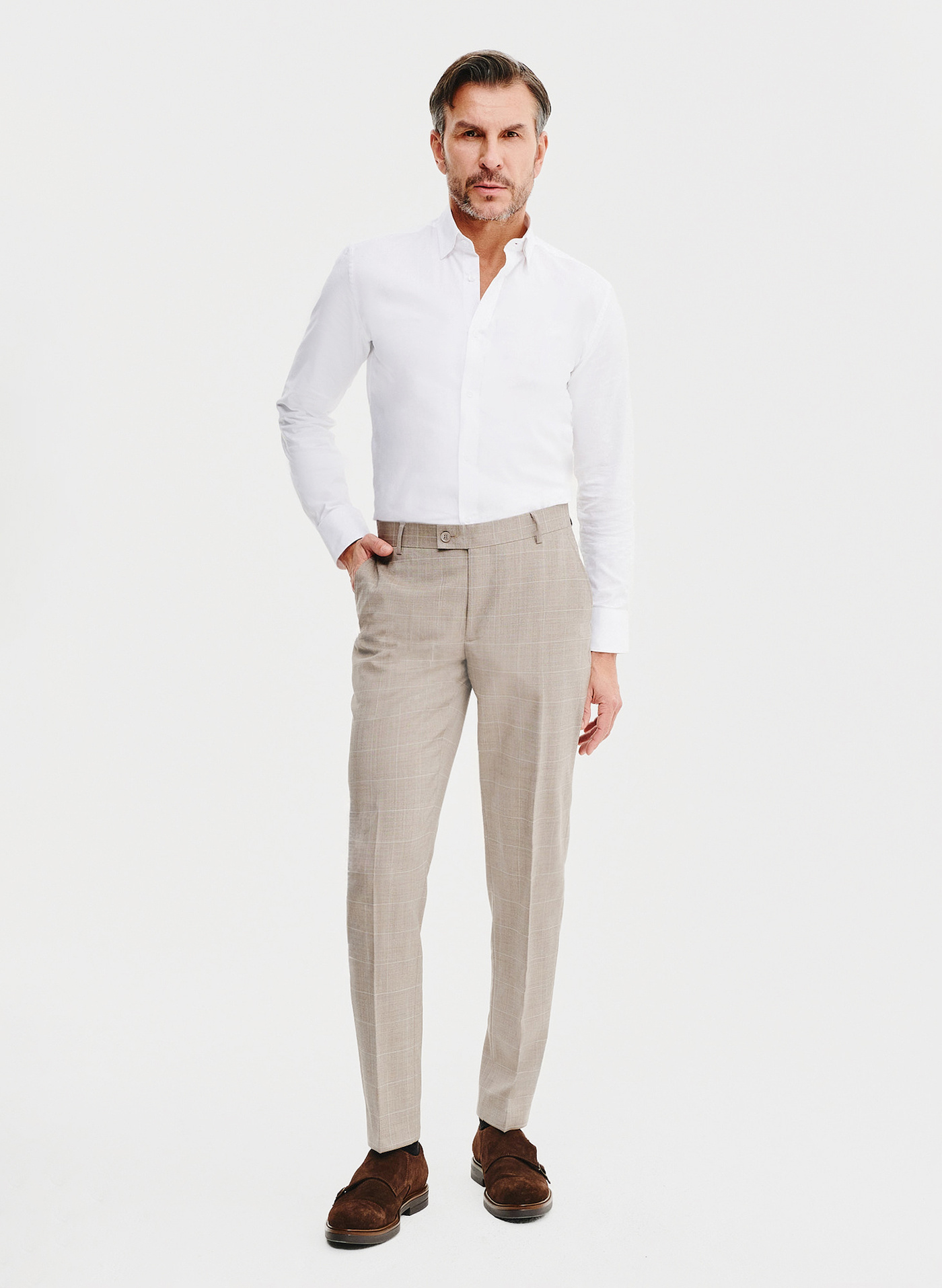 Garniturowe spodnie męskie w kratę - Pako Lorente