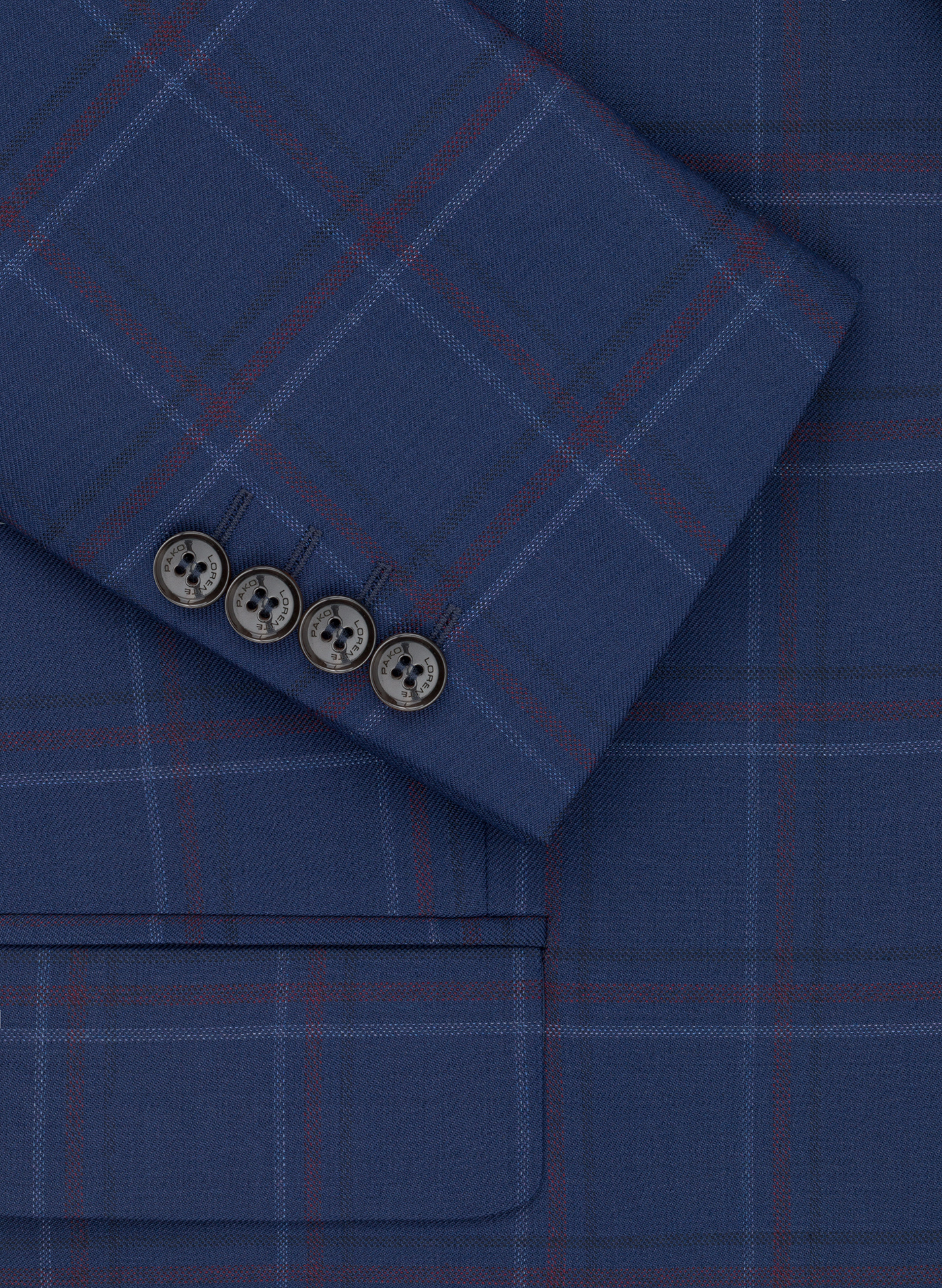 Granatowa marynarka garniturowa w czerwono-niebieską kratkę - Pako Lorente