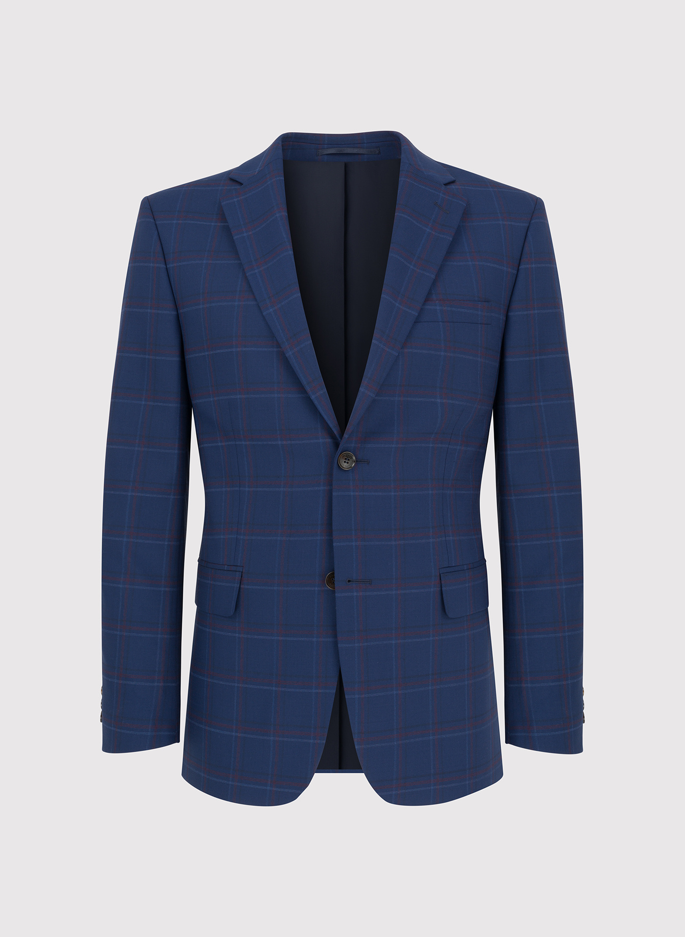 Granatowa marynarka garniturowa w czerwono-niebieską kratkę - Pako Lorente