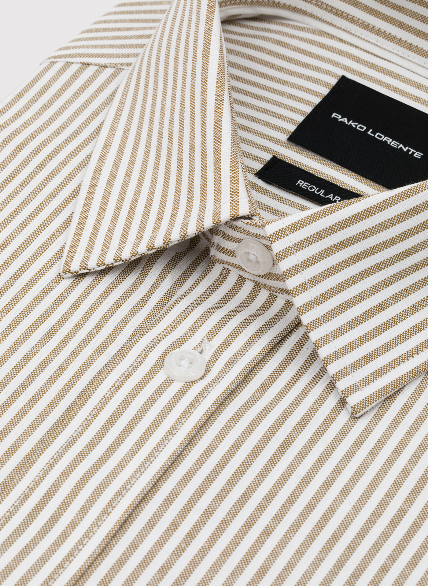 PAKO LORENTE - Beżowa koszula męska w paski - Pako Lorente