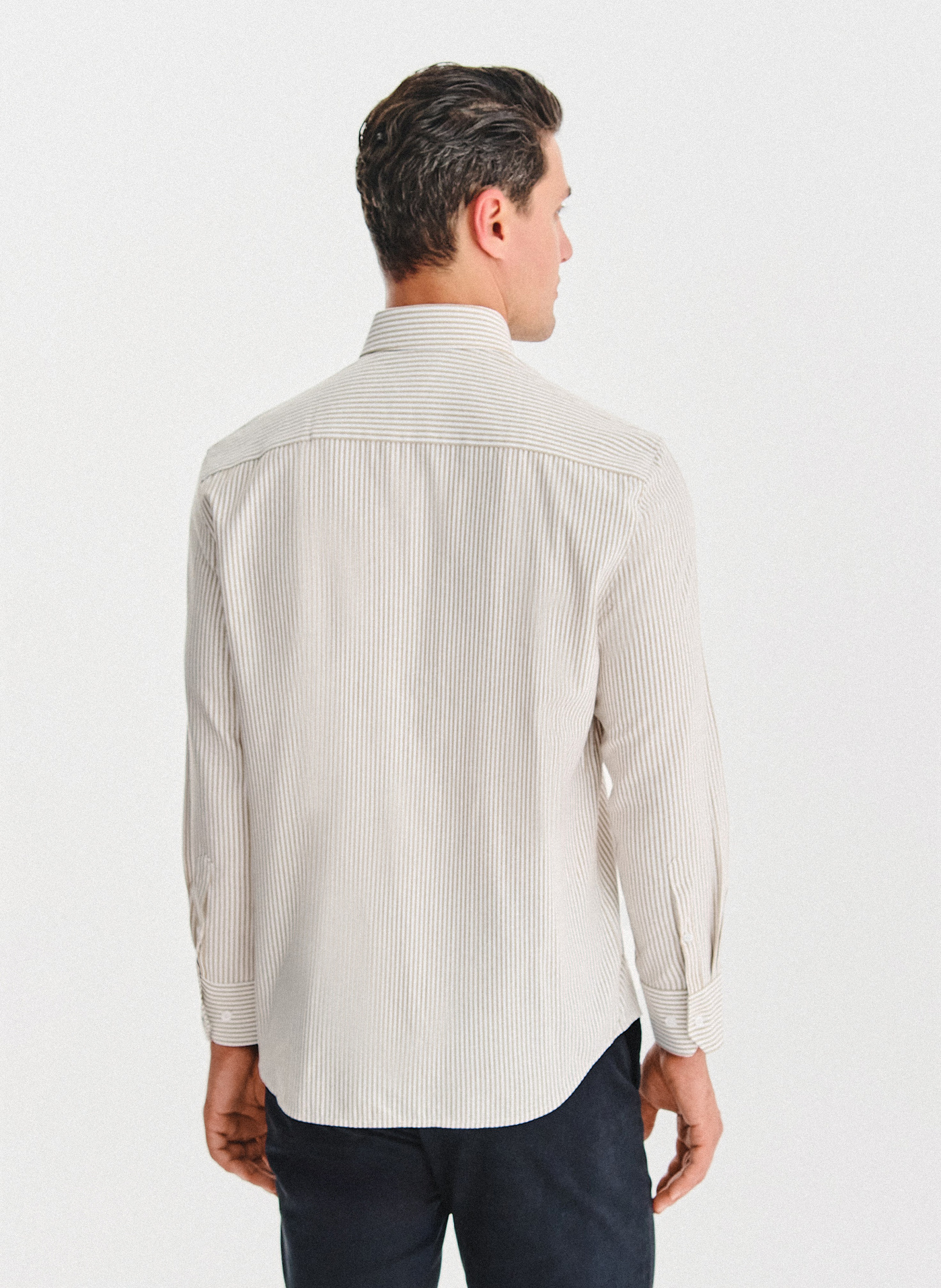 PAKO LORENTE - Beżowa koszula męska w paski - Pako Lorente