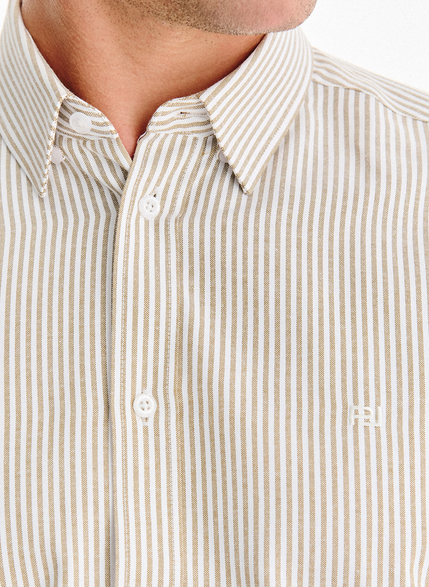 PAKO LORENTE - Beżowa koszula męska w paski - Pako Lorente