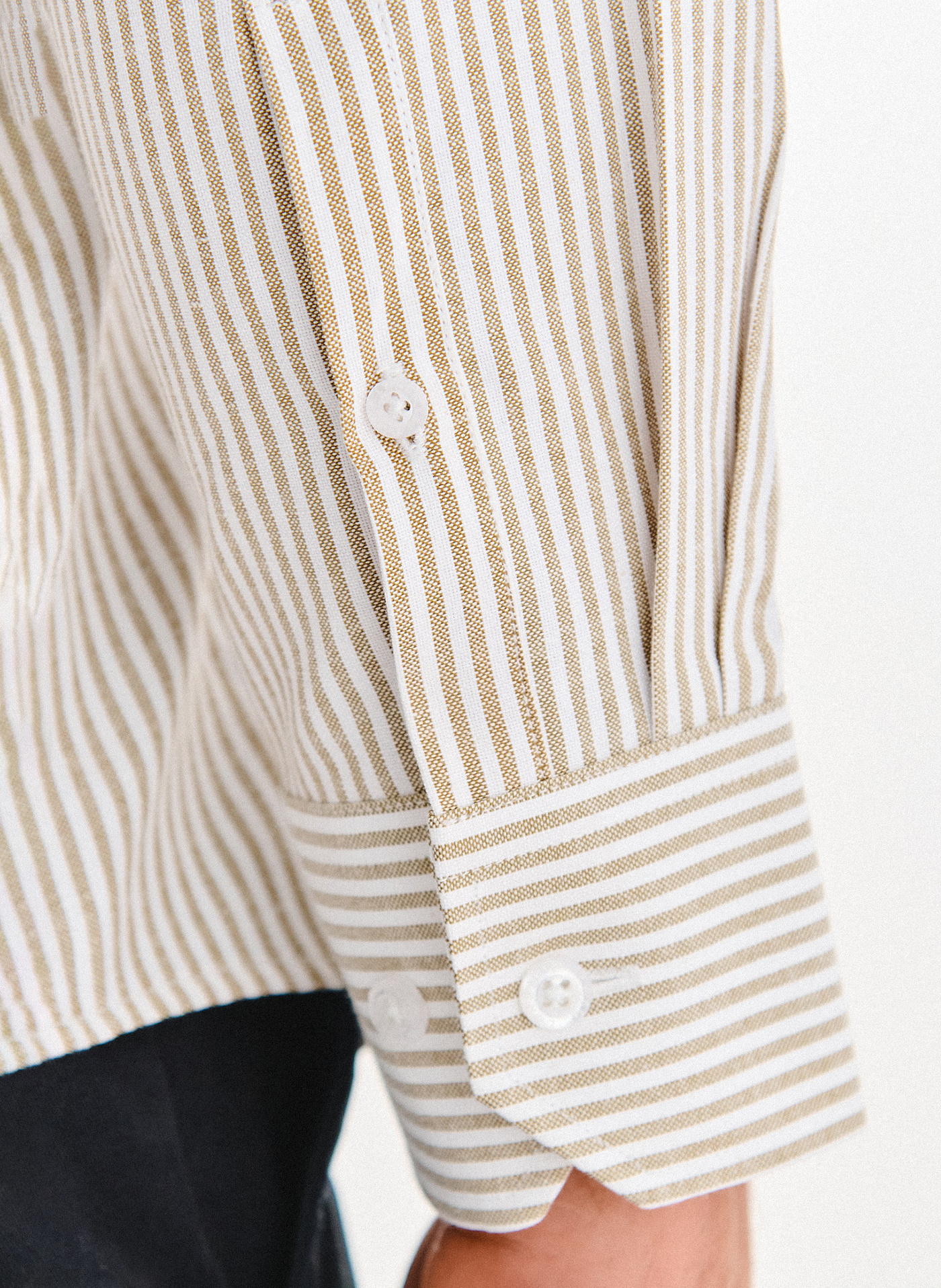 PAKO LORENTE - Beżowa koszula męska w paski - Pako Lorente