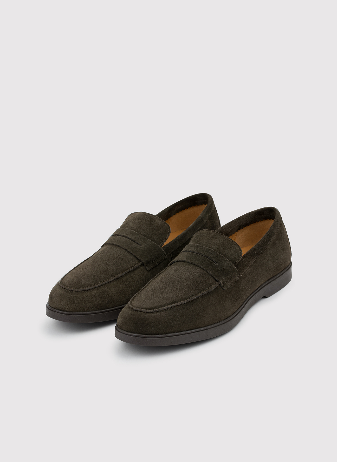 Brązowo-zielone zamszowe mokasyny męskie - Pako Lorente