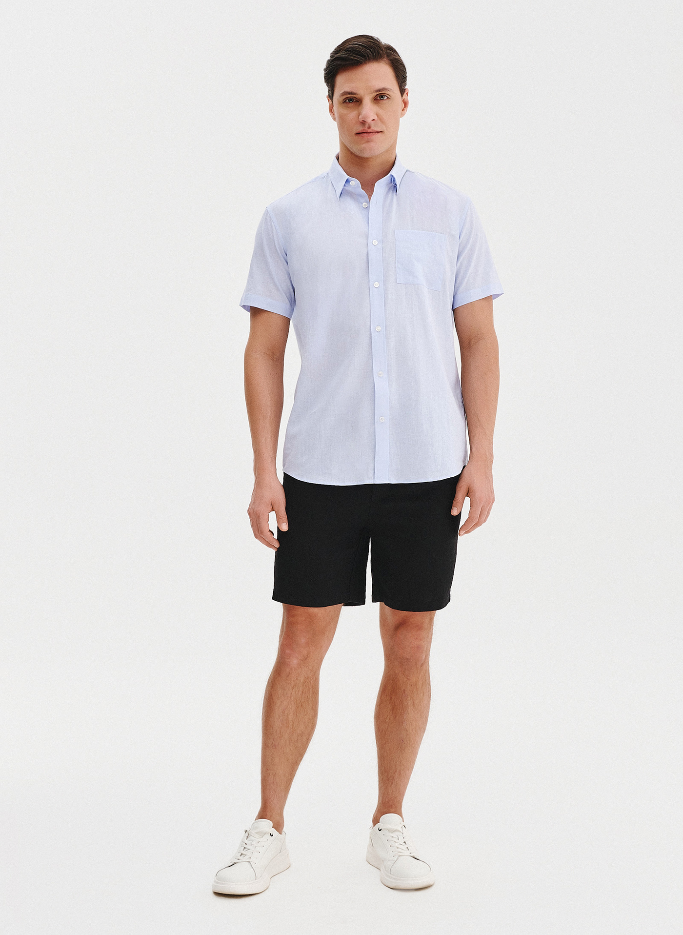 PAKO LORENTE - Czarne spodenki męskie z lnem - Pako Lorente