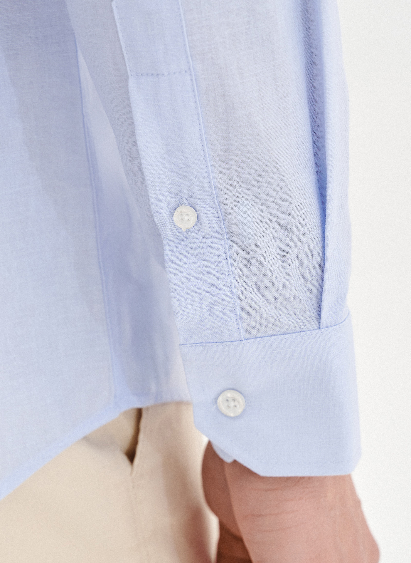 PAKO LORENTE - Niebieska koszula męska z lnem - Pako Lorente